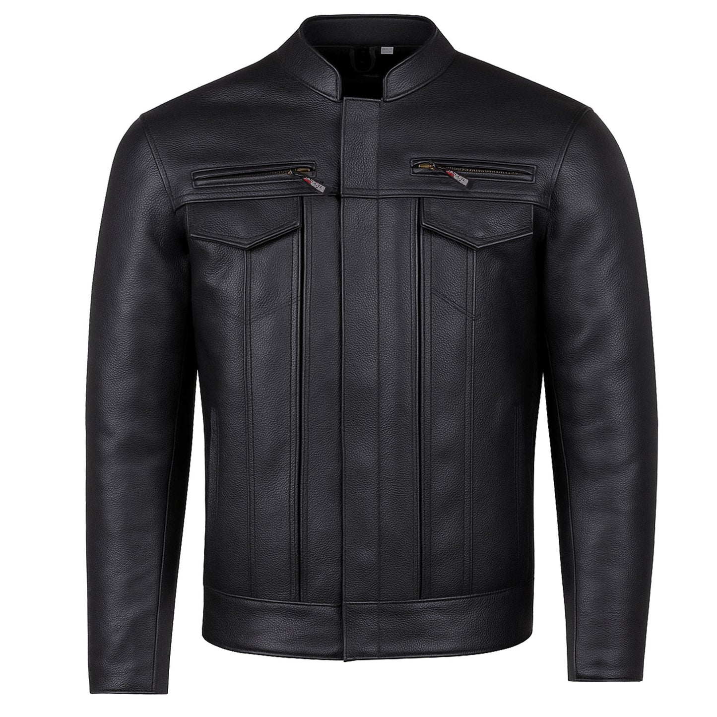 Men's Commuter Premium Natural Buffalo Armor Motorcycle Leather Biker Jacket