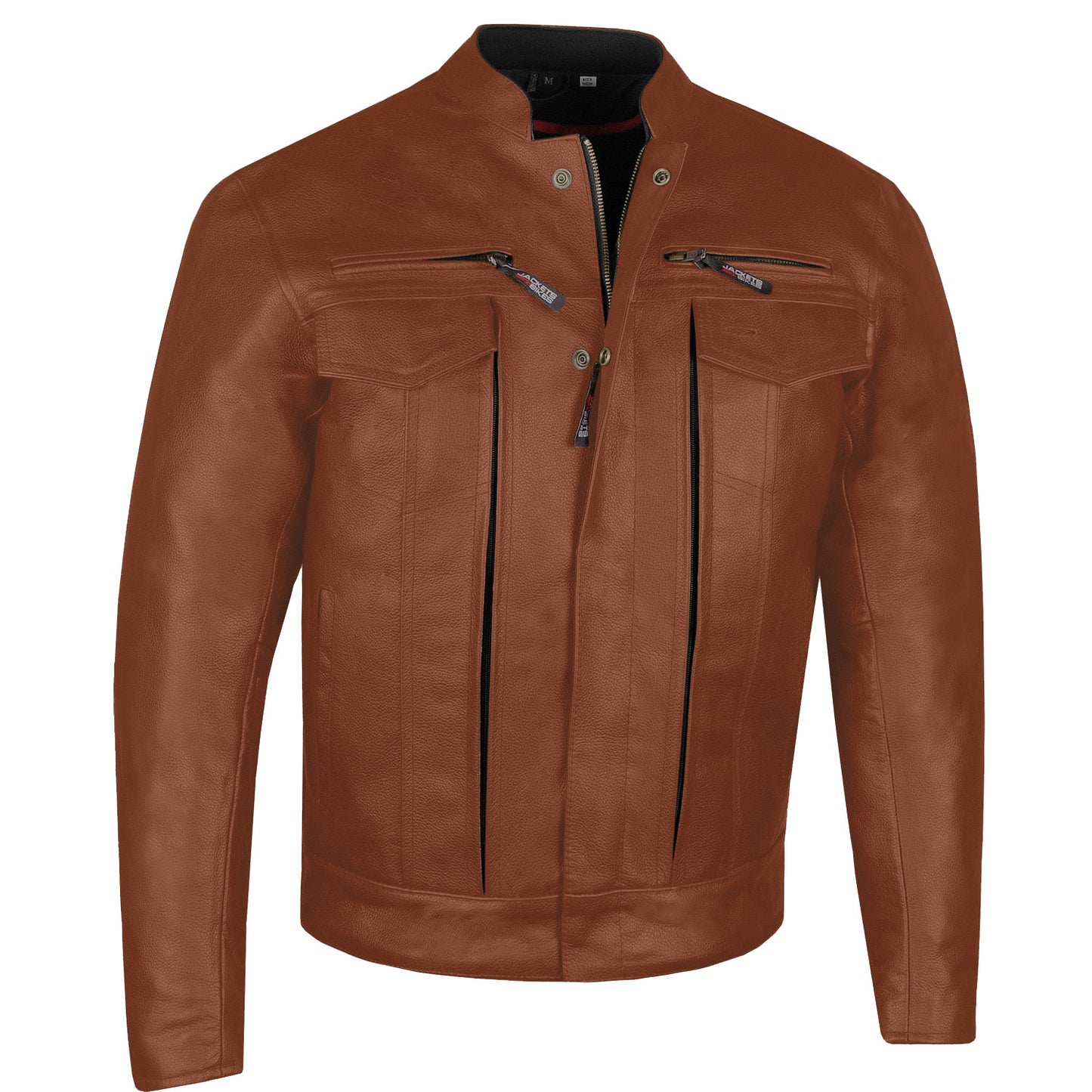 Men's Commuter Premium Natural Buffalo Armor Motorcycle Leather Biker Jacket Tan