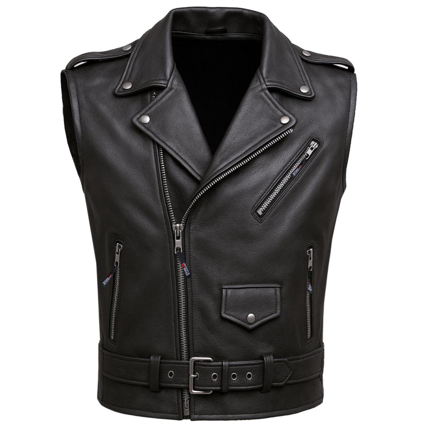 Men's Classic Leather Motorcycle Biker Concealed Carry Vintage Vest Black
