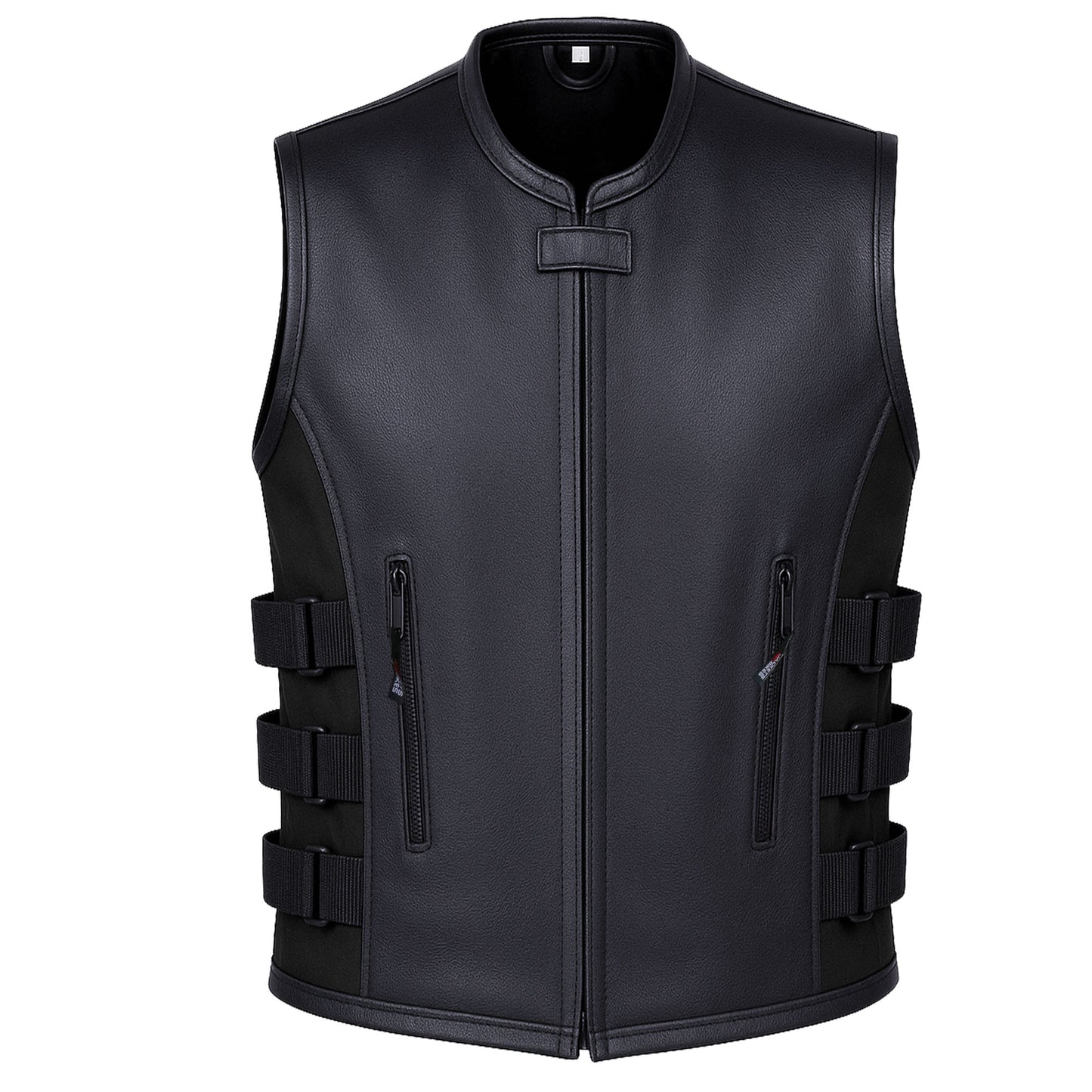NEW BIKER MOTORCYCLE LEATHER VEST STYLISH BLACK