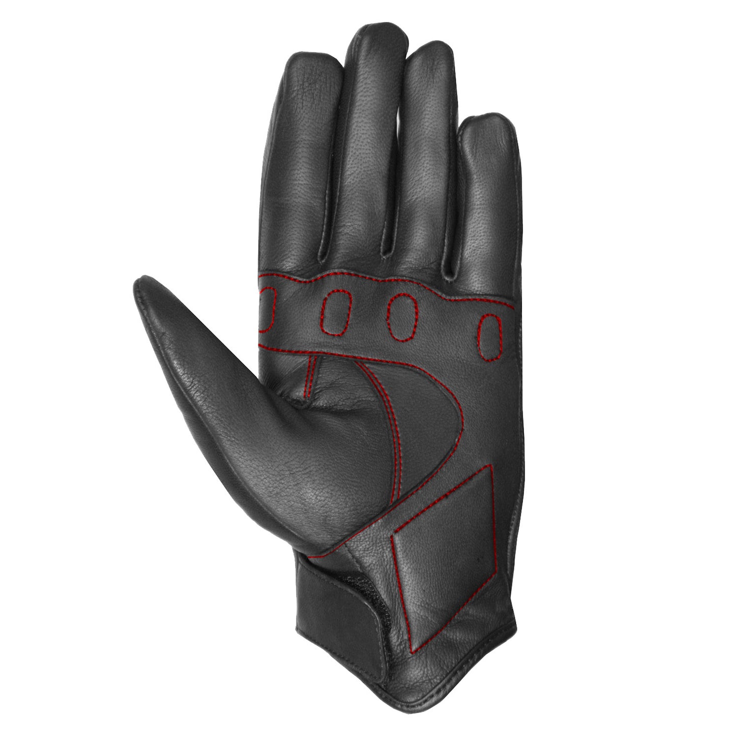 Men's Premium Leather Street Motorcycle Protective Cruiser Biker Gel Gloves BlackRed