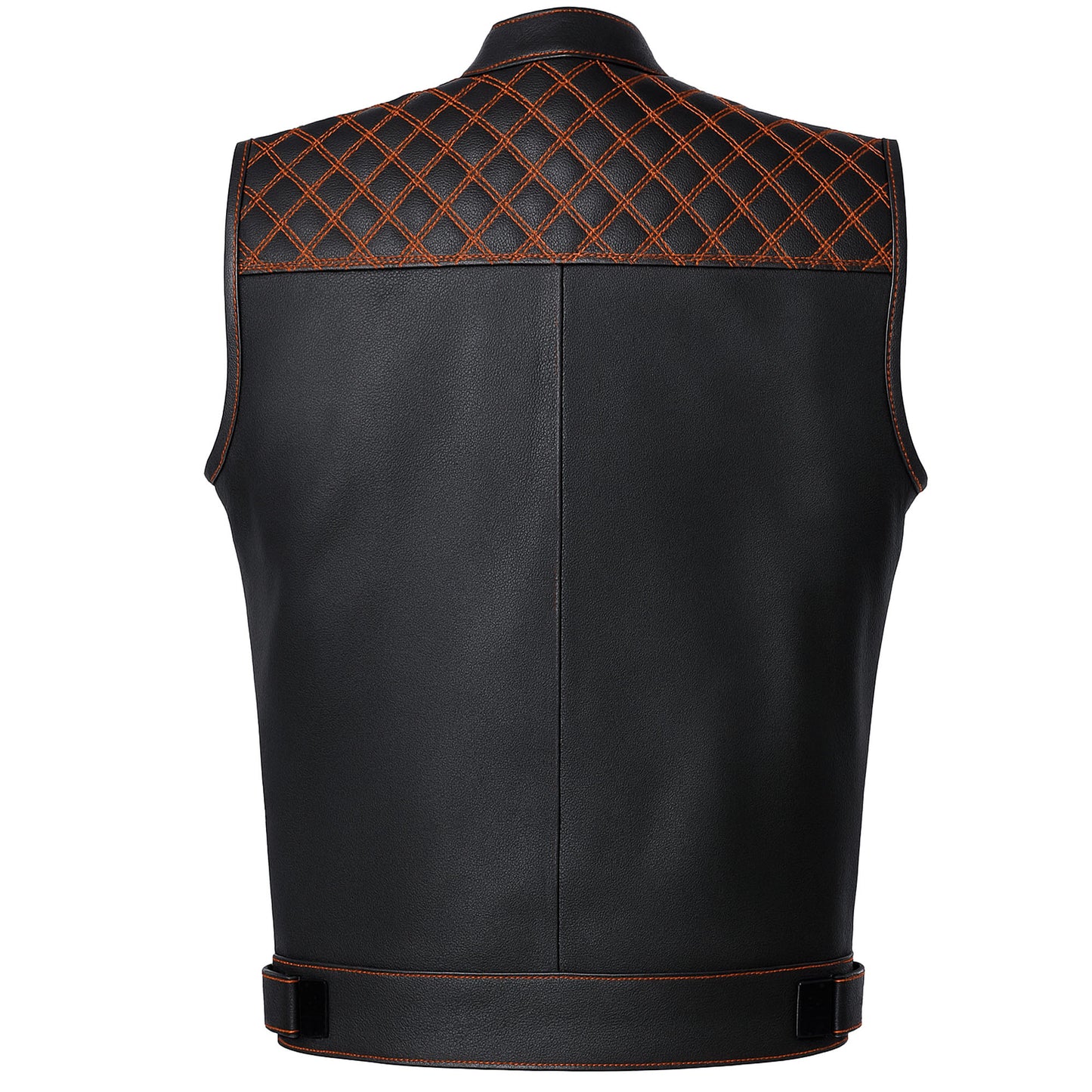 SOA Men's Leather Motorcycle Concealed Gun Pockets Biker Club Vest Paisley Orange