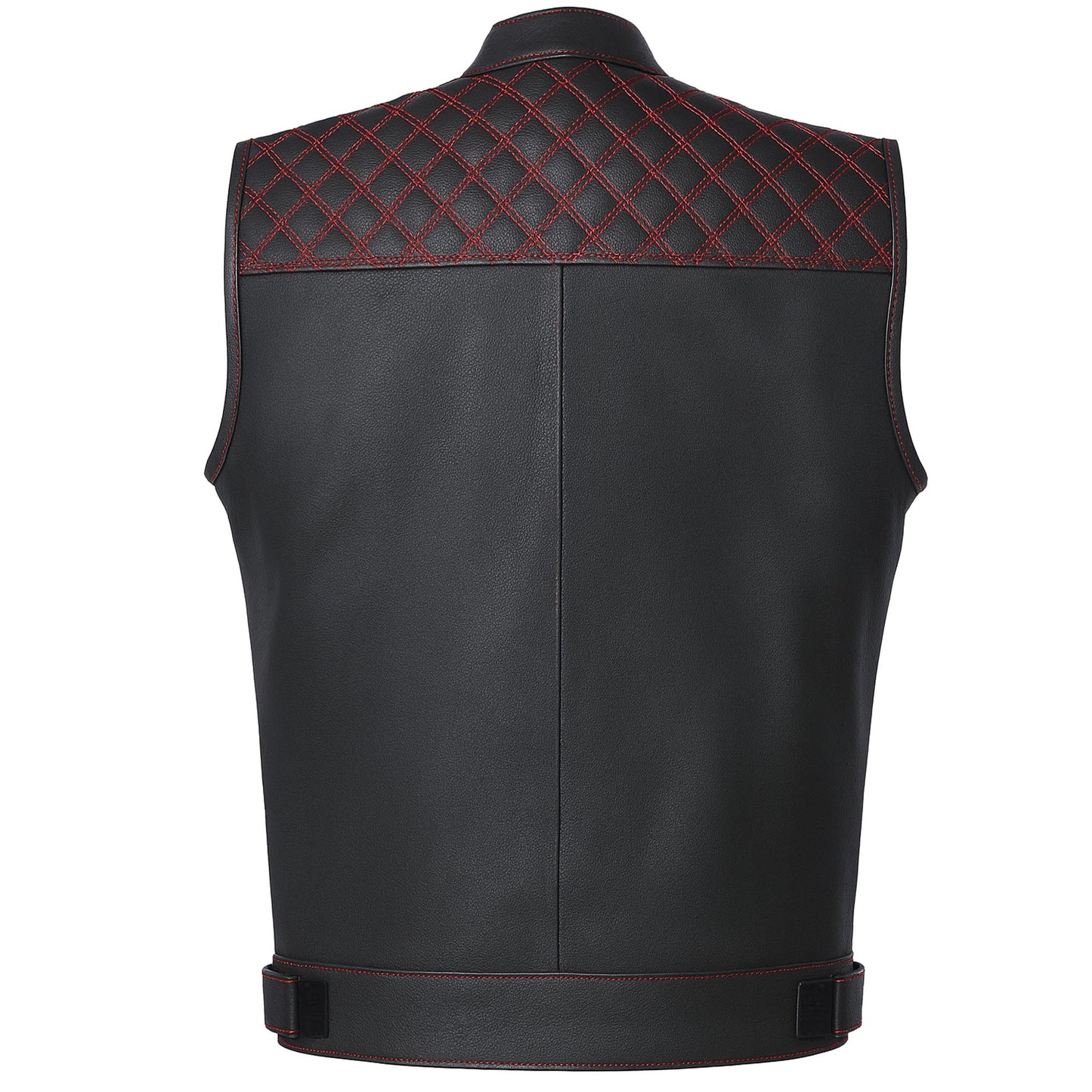 SOA Men's Leather Motorcycle Concealed Gun Pockets Biker Club Vest Paisley Red