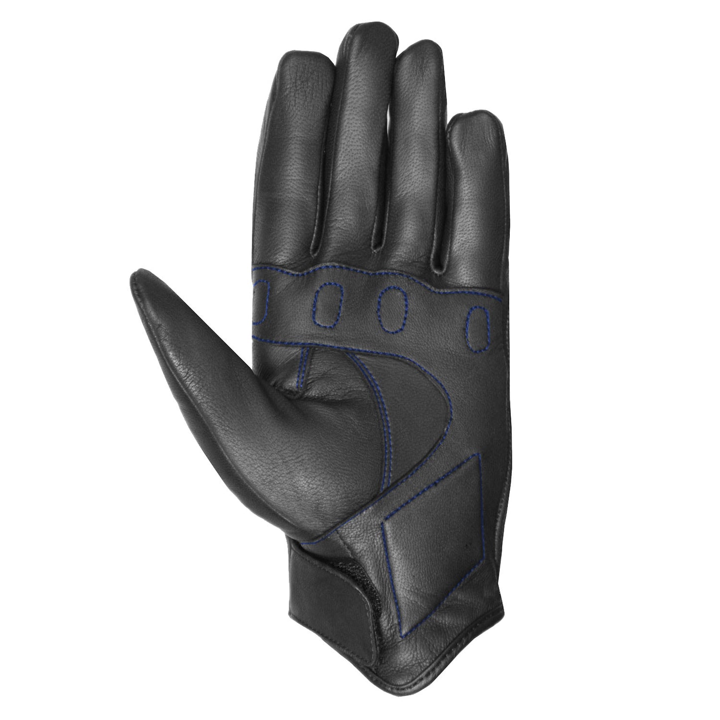 Men's Premium Leather Street Motorcycle Protective Cruiser Biker Gel Gloves BlackBlue