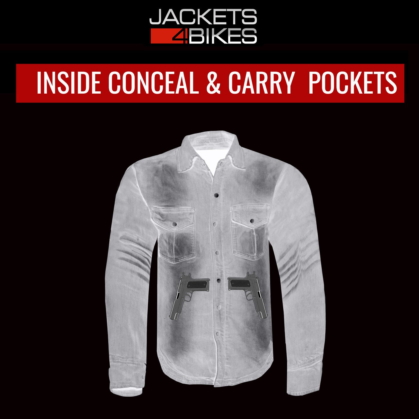 Jackets 4 Bikes Performer Men's Motorcycle Shirt with Level 2 CE Armor Protection, Conceal Carry Pockets Biker Flannel Shirt