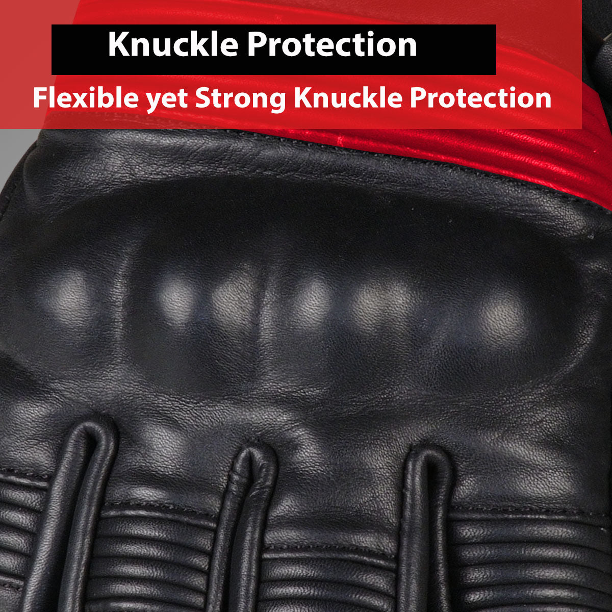 Jackets 4 Bikes Men's Genuine Leather Cruiser Street Biker Padded Gloves BlackRed