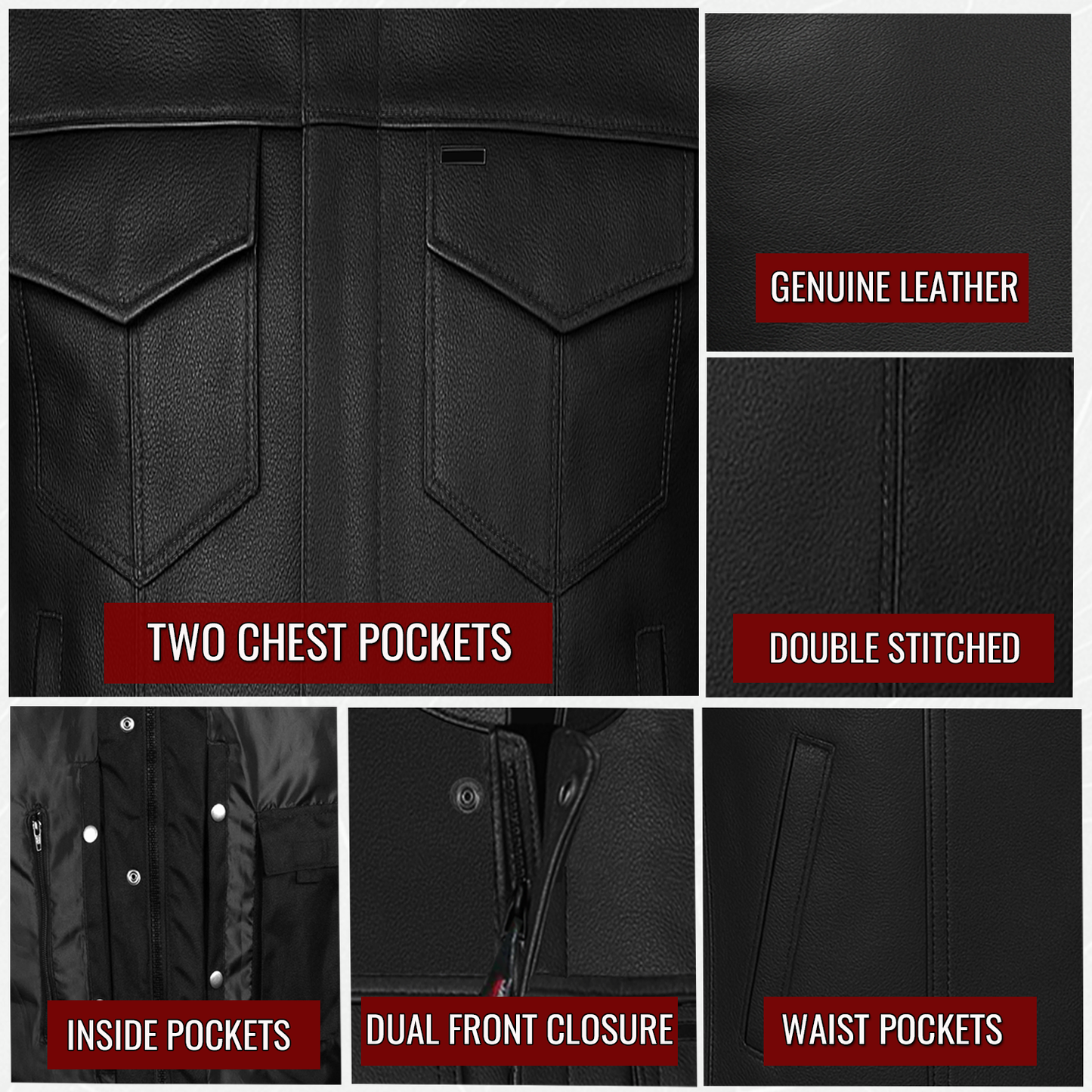 SOA Men's Leather Vest Anarchy Motorcycle Biker Club Concealed Carry Outlaws