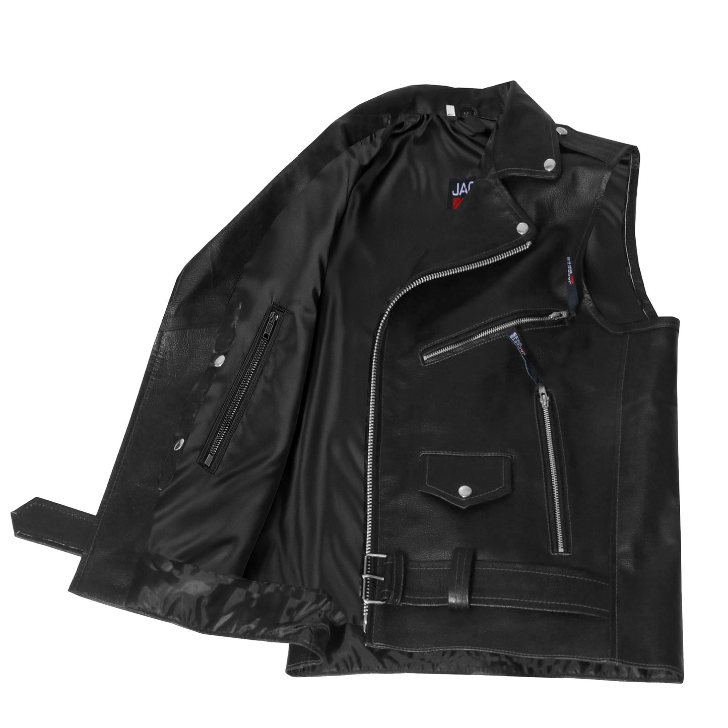 Men's Classic Leather Motorcycle Biker Concealed Carry Vintage Vest Black