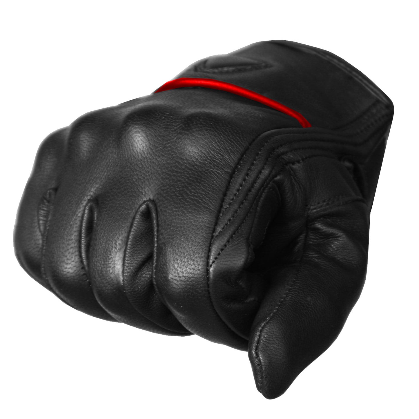 Men's Premium Leather Street Motorcycle Protective Cruiser Biker Gel Gloves BlackRed