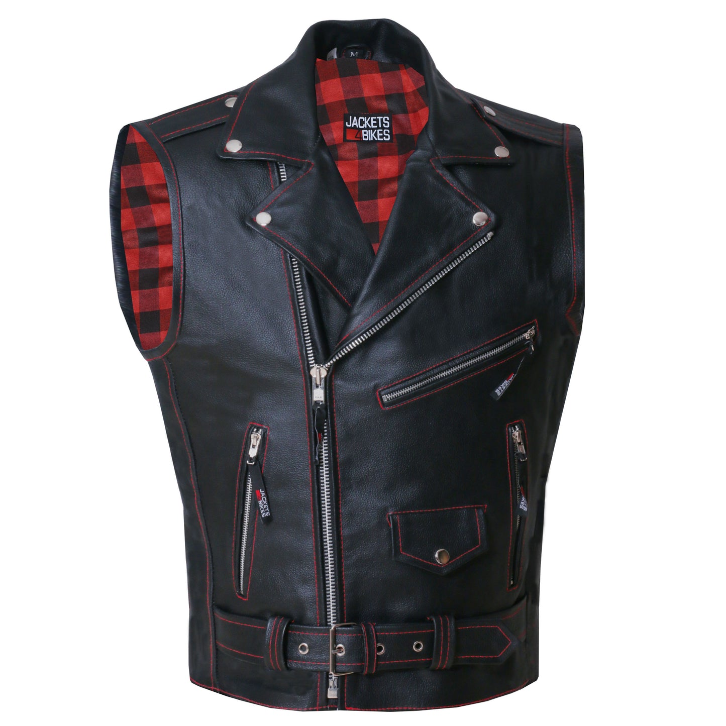 Men's Classic Leather Motorcycle Biker Concealed Carry Vintage Vest FNRed