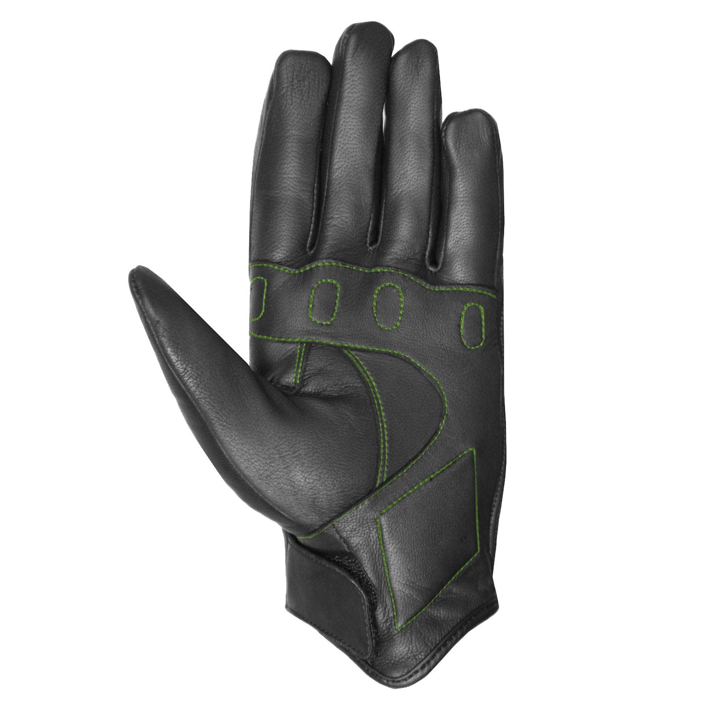 Men's Premium Leather Street Motorcycle Protective Cruiser Biker Gel Gloves BlackGreen