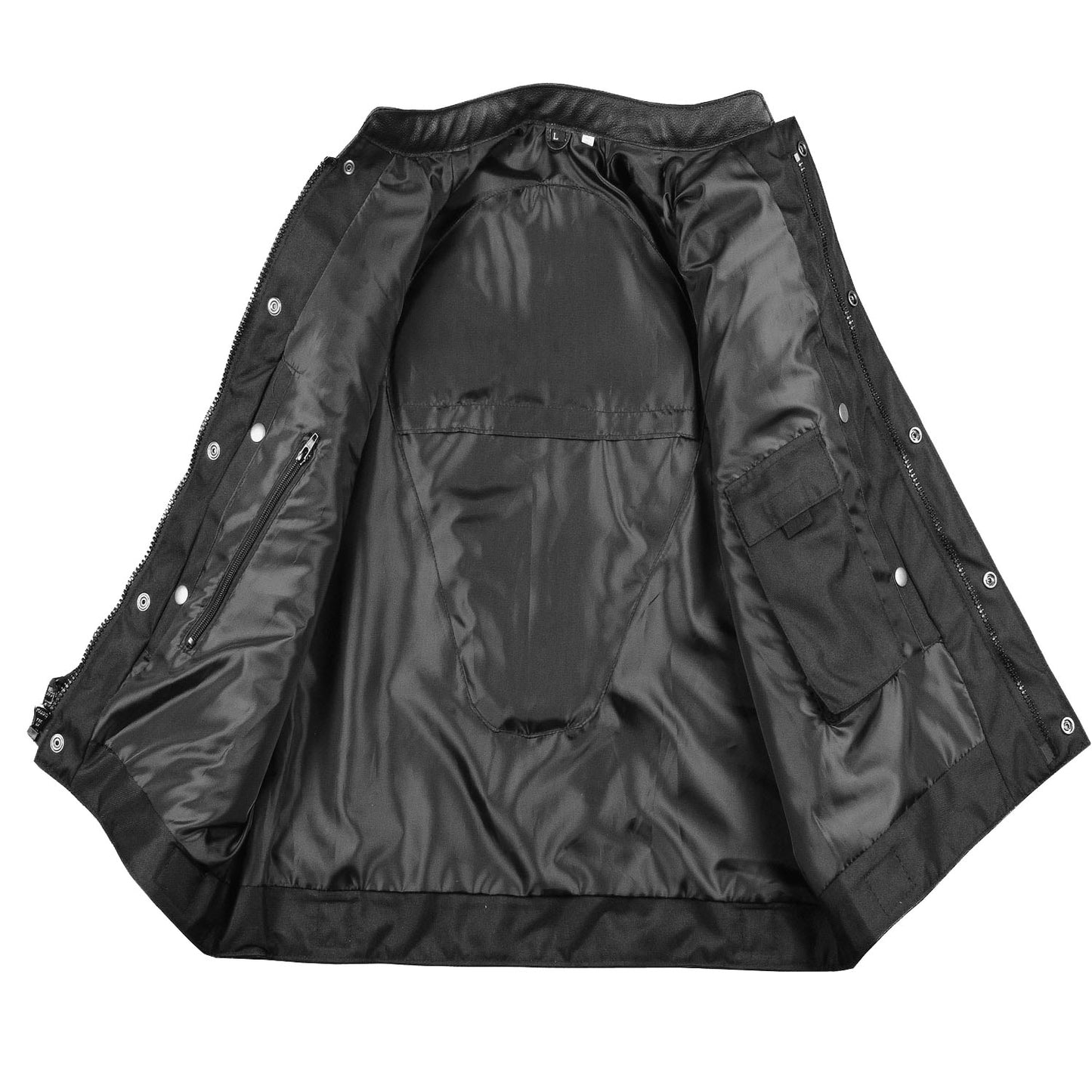 SOA Men's Leather Motorcycle Concealed Gun Pockets Biker Club Vest