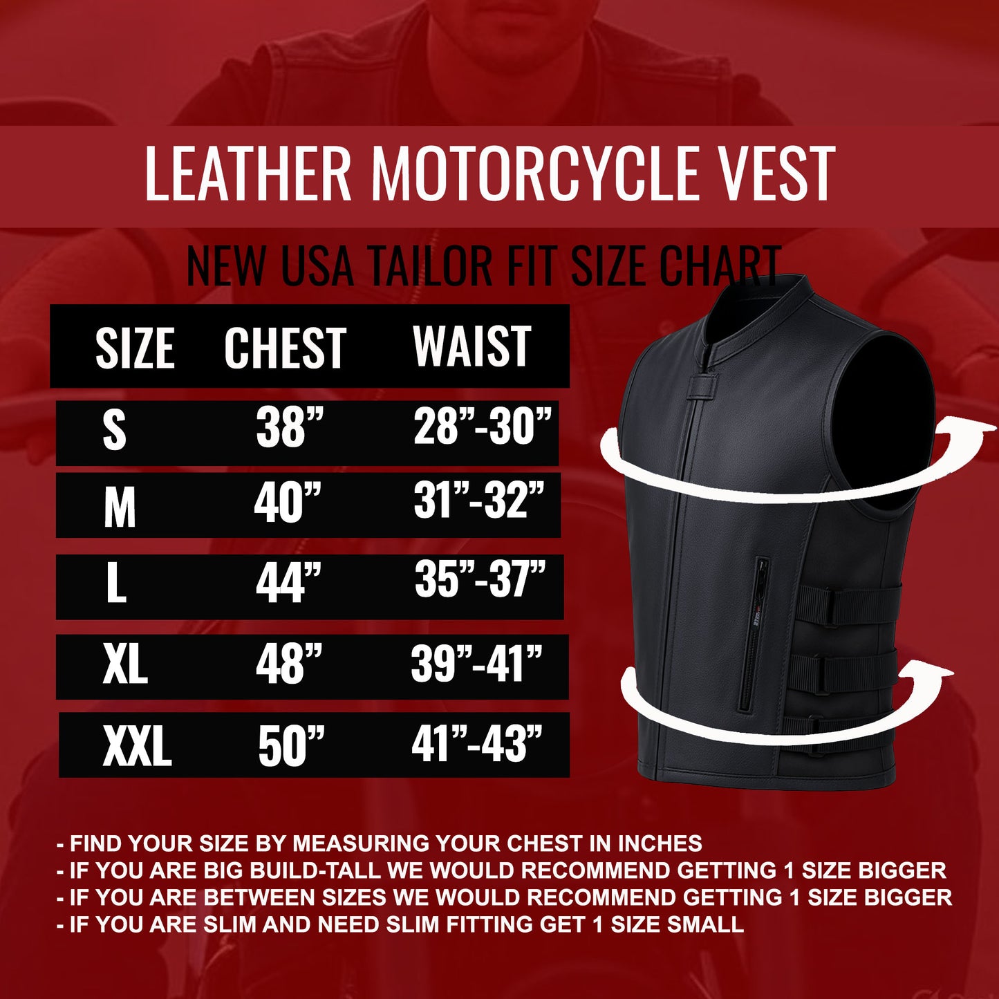 NEW BIKER MOTORCYCLE LEATHER VEST STYLISH BLACK