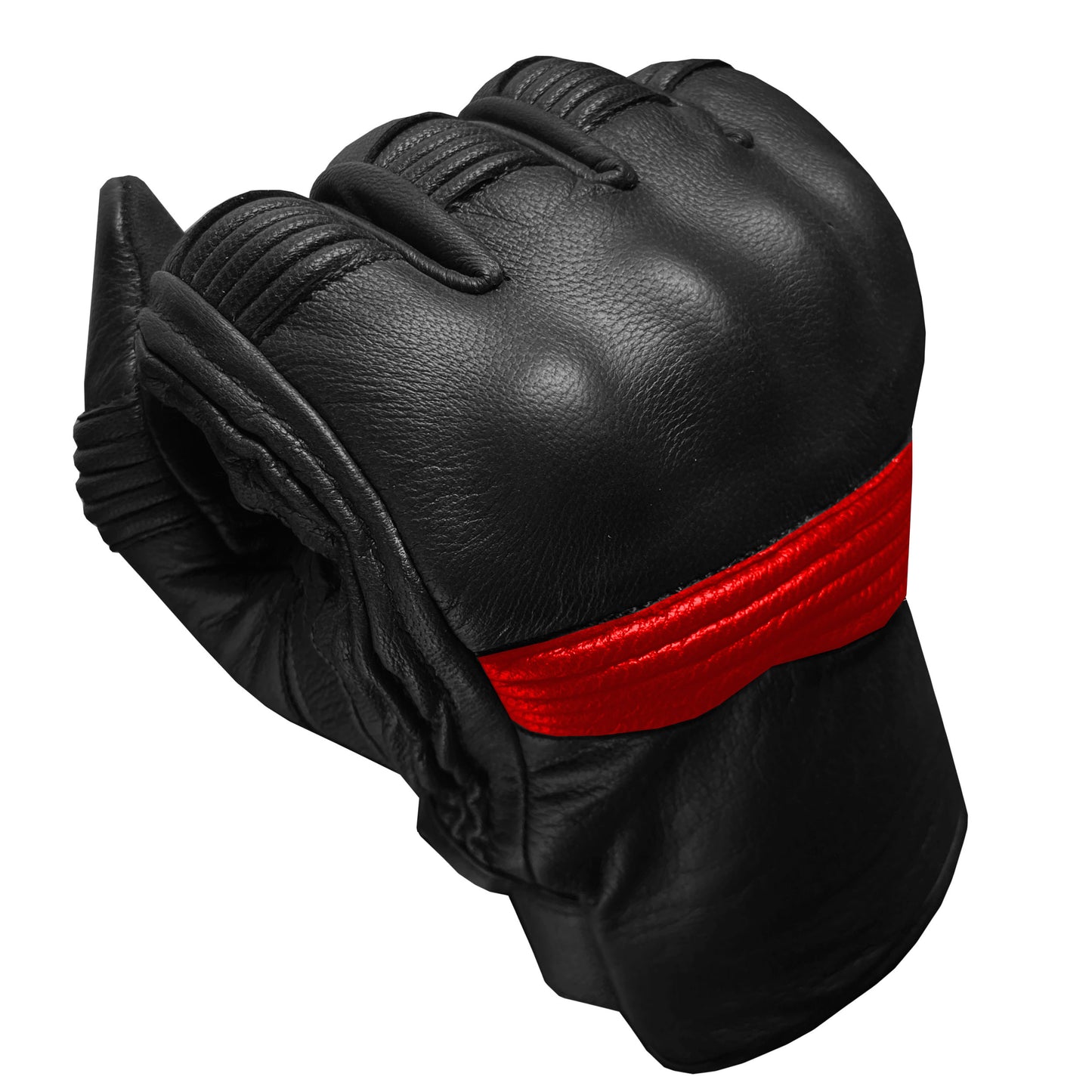 Jackets 4 Bikes Men's Genuine Leather Cruiser Street Biker Padded Gloves BlackRed