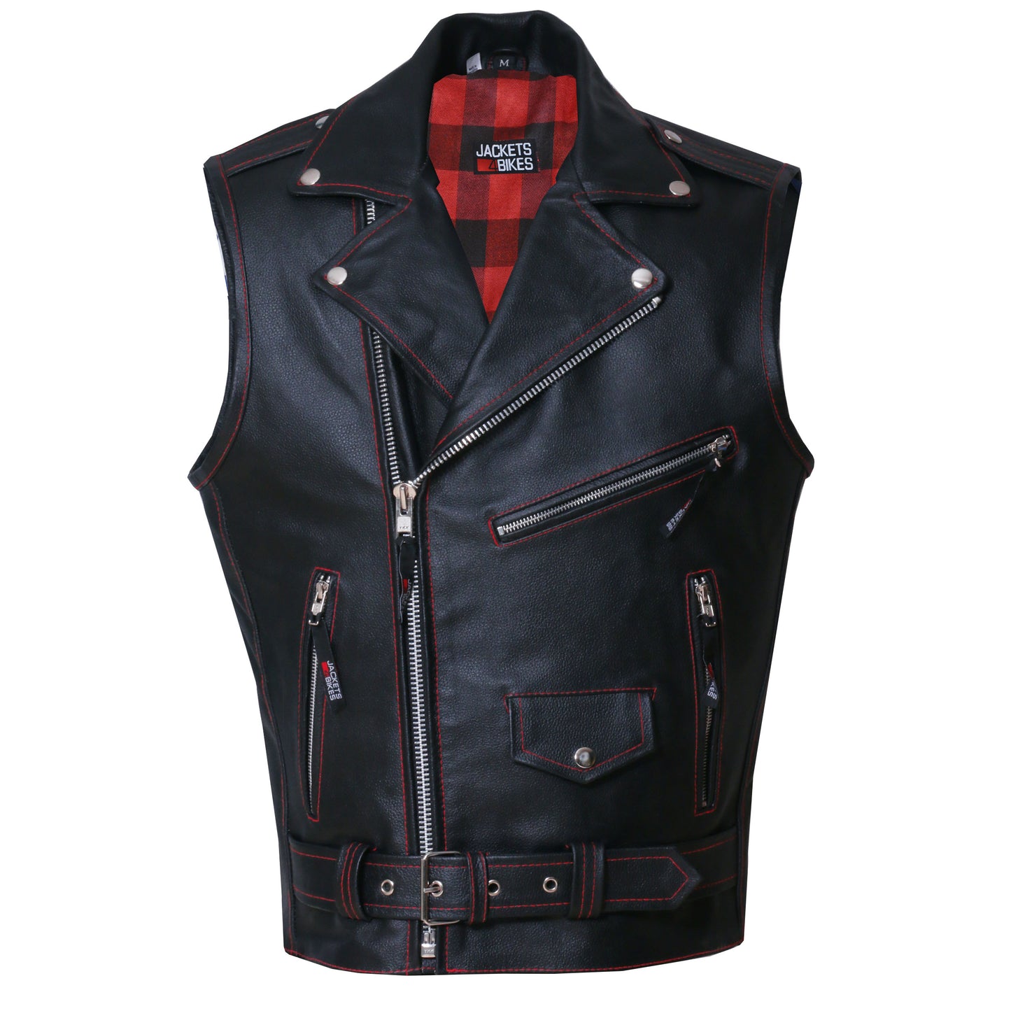 Men's Classic Leather Motorcycle Biker Concealed Carry Vintage Vest FNRed