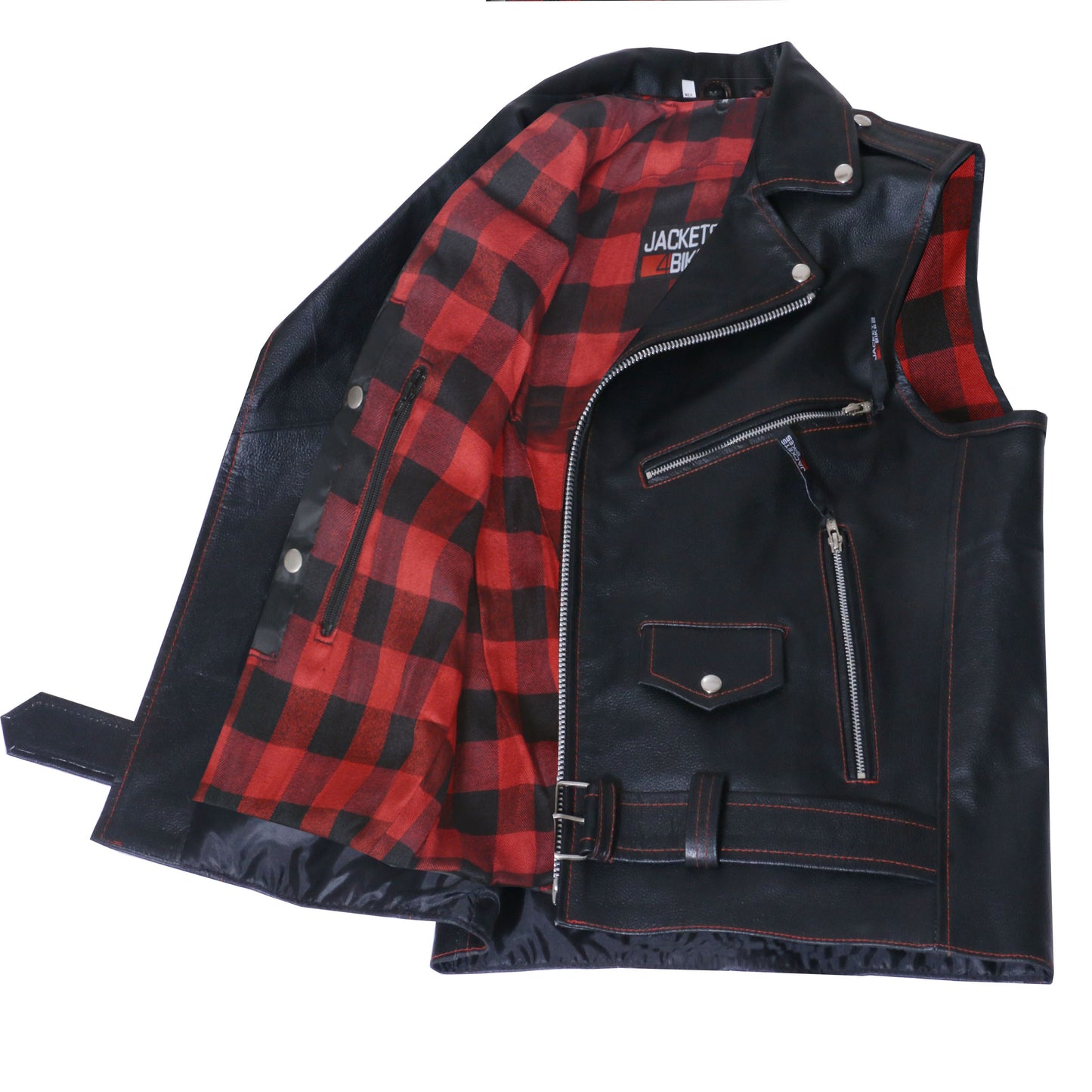 Men's Classic Leather Motorcycle Biker Concealed Carry Vintage Vest FNRed
