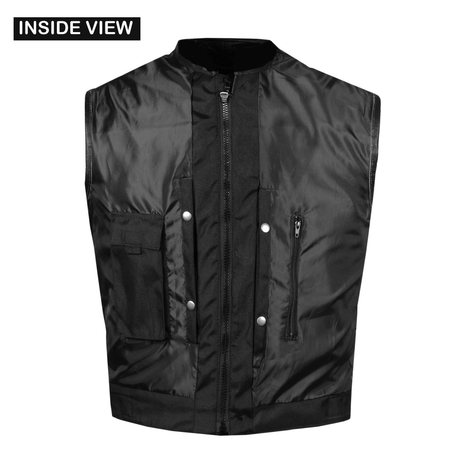 NEW BIKER MOTORCYCLE LEATHER VEST STYLISH BLACK