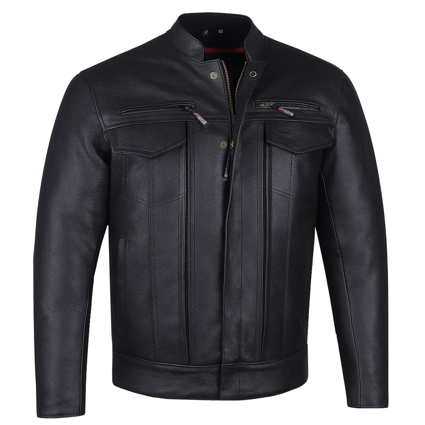 Men's Commuter Premium Natural Buffalo Armor Motorcycle Leather Biker Jacket