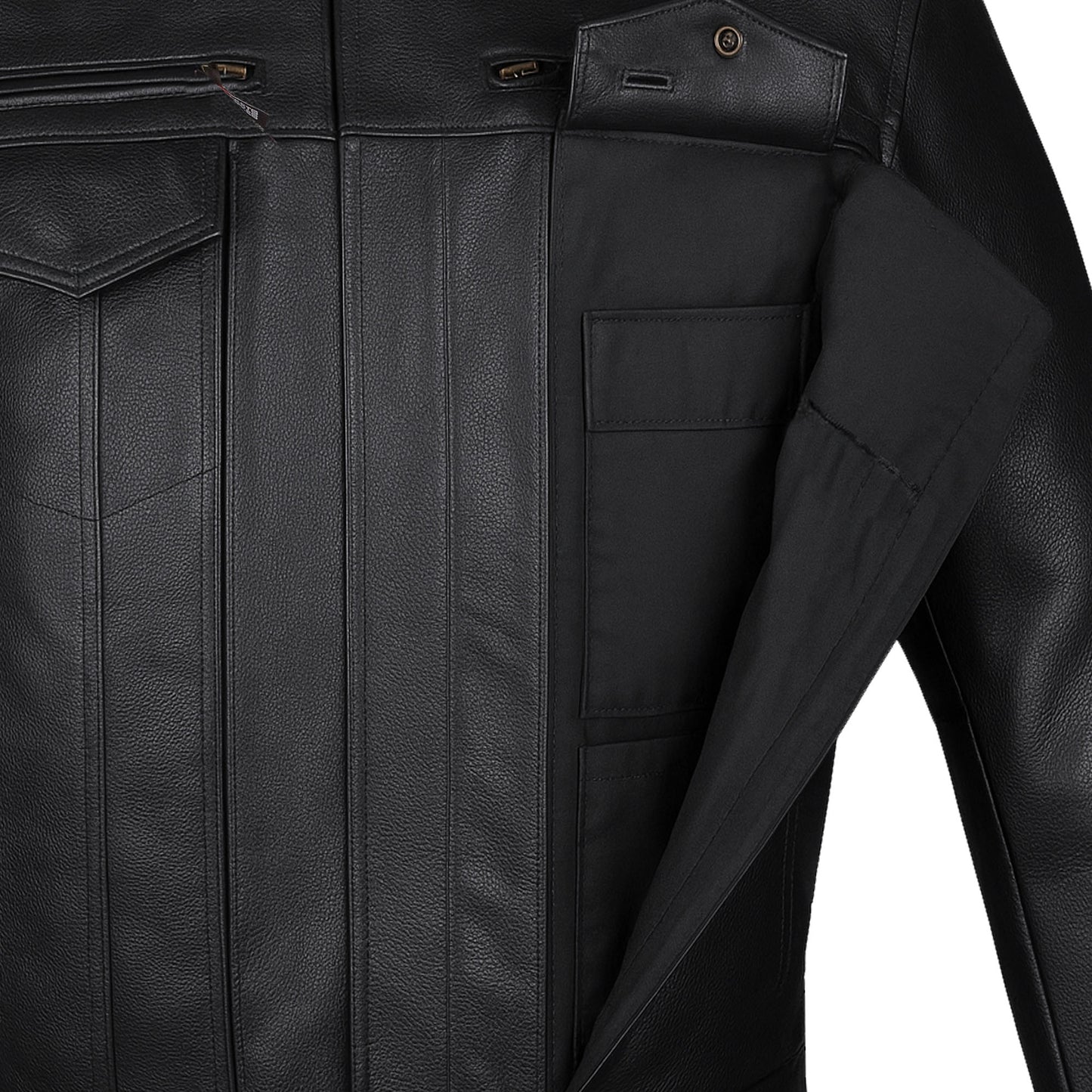 Men's Commuter Premium Natural Buffalo Armor Motorcycle Leather Biker Jacket