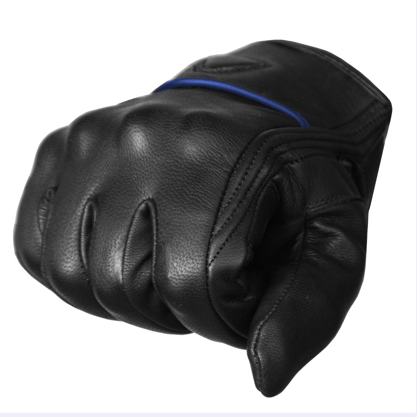 Men's Premium Leather Street Motorcycle Protective Cruiser Biker Gel Gloves BlackBlue