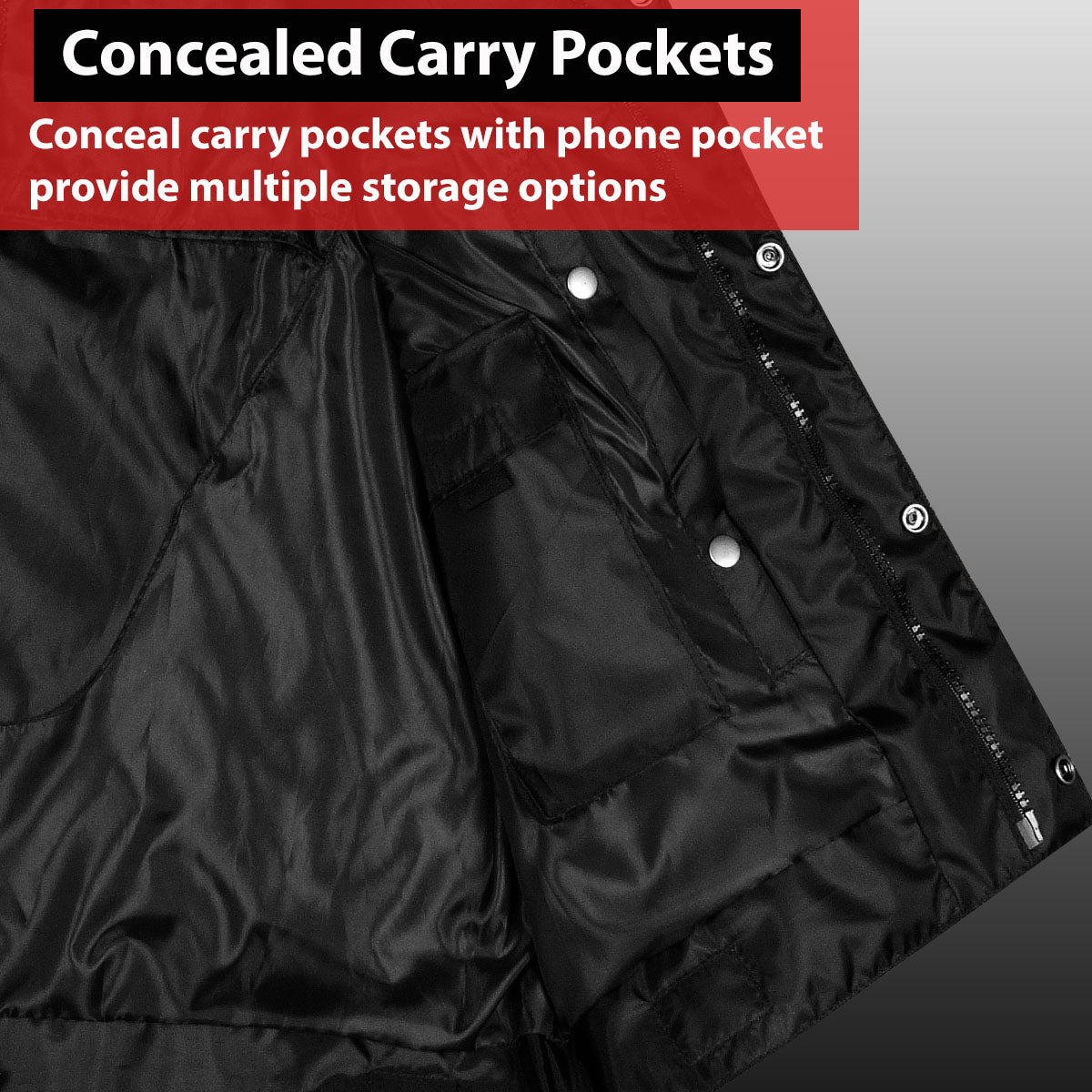 SOA Men's Leather Motorcycle Concealed Gun Pockets Biker Club Vest