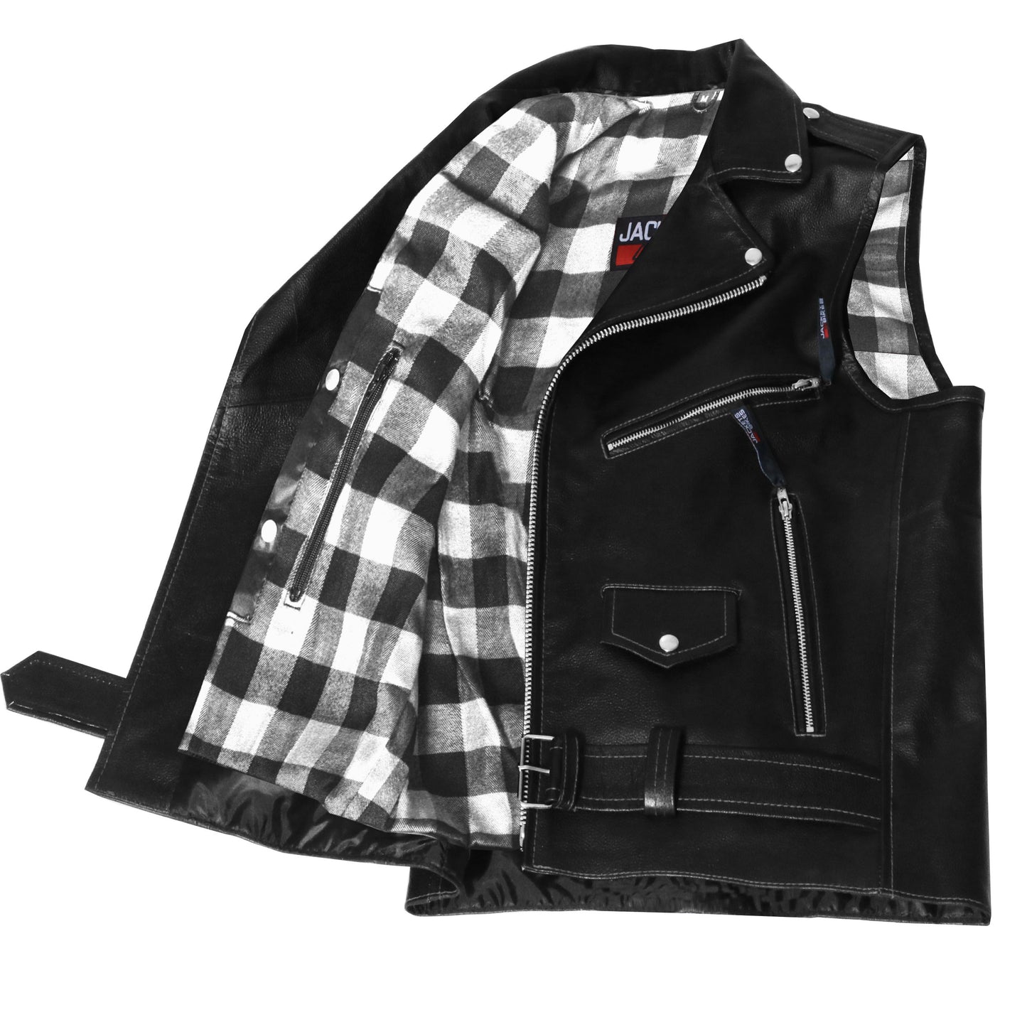 Men's Classic Leather Motorcycle Biker Concealed Carry Vintage Vest FNWhite