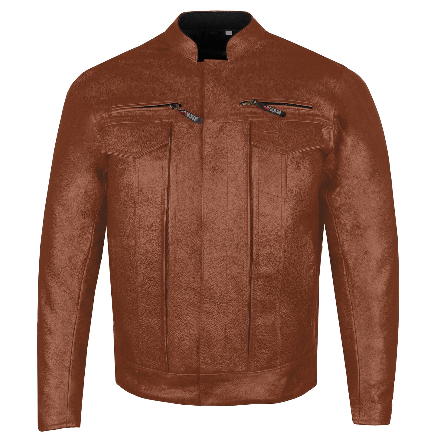 Men's Commuter Premium Natural Buffalo Armor Motorcycle Leather Biker Jacket Tan