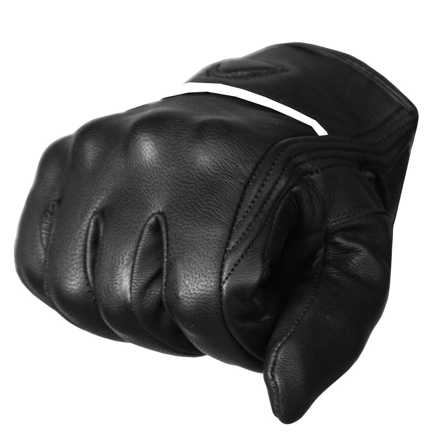 Men's Premium Leather Street Motorcycle Protective Cruiser Biker Gel Gloves BlackWhite