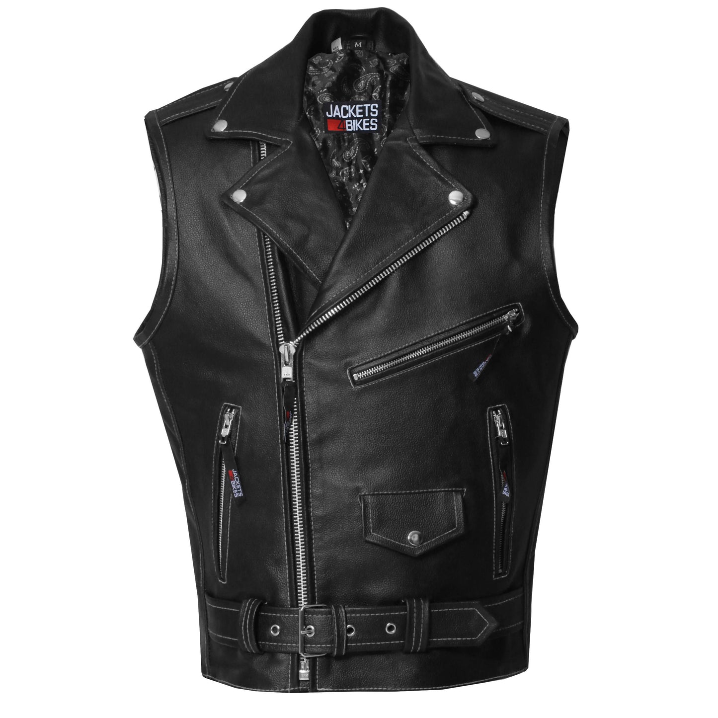Men's Classic Leather Motorcycle Biker Concealed Carry Vintage Vest Paisley White