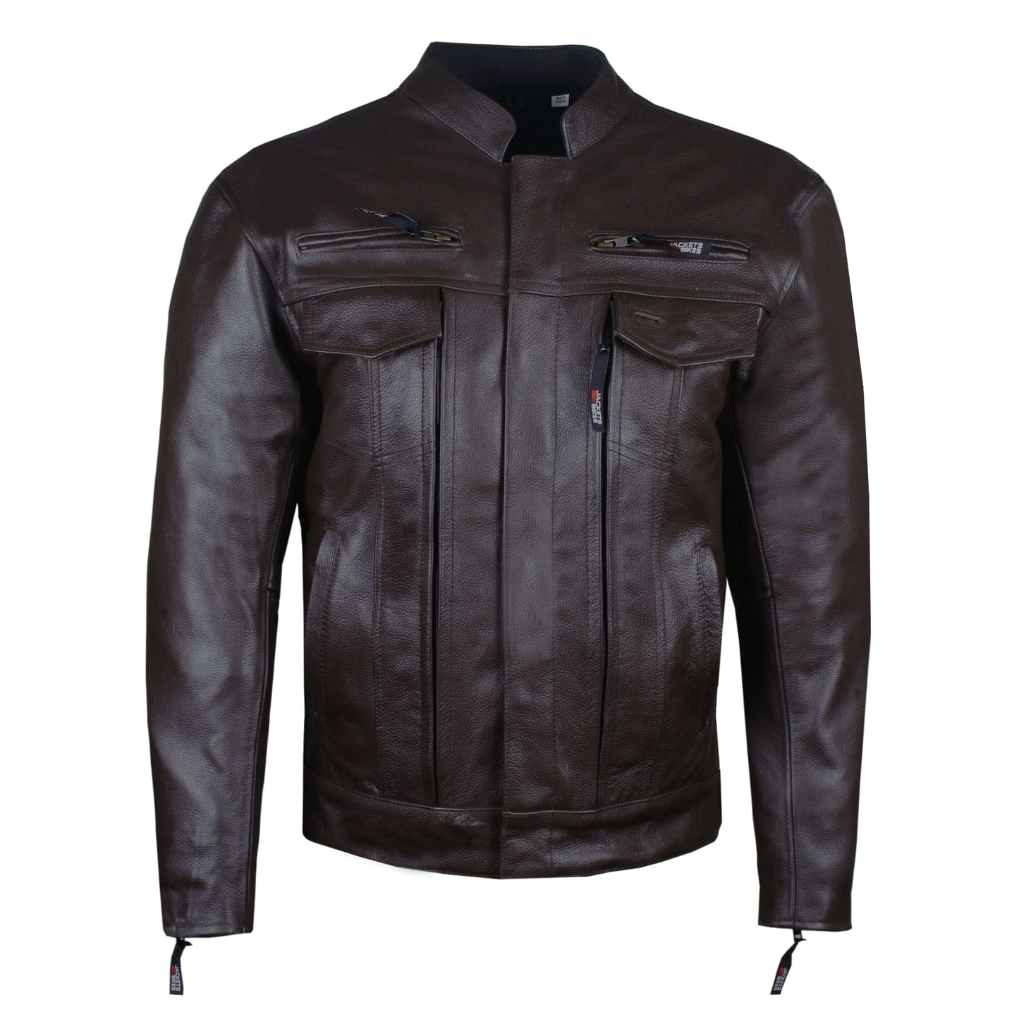 Men's Commuter Premium Natural Buffalo Armor Motorcycle Leather Biker Jacket Brown