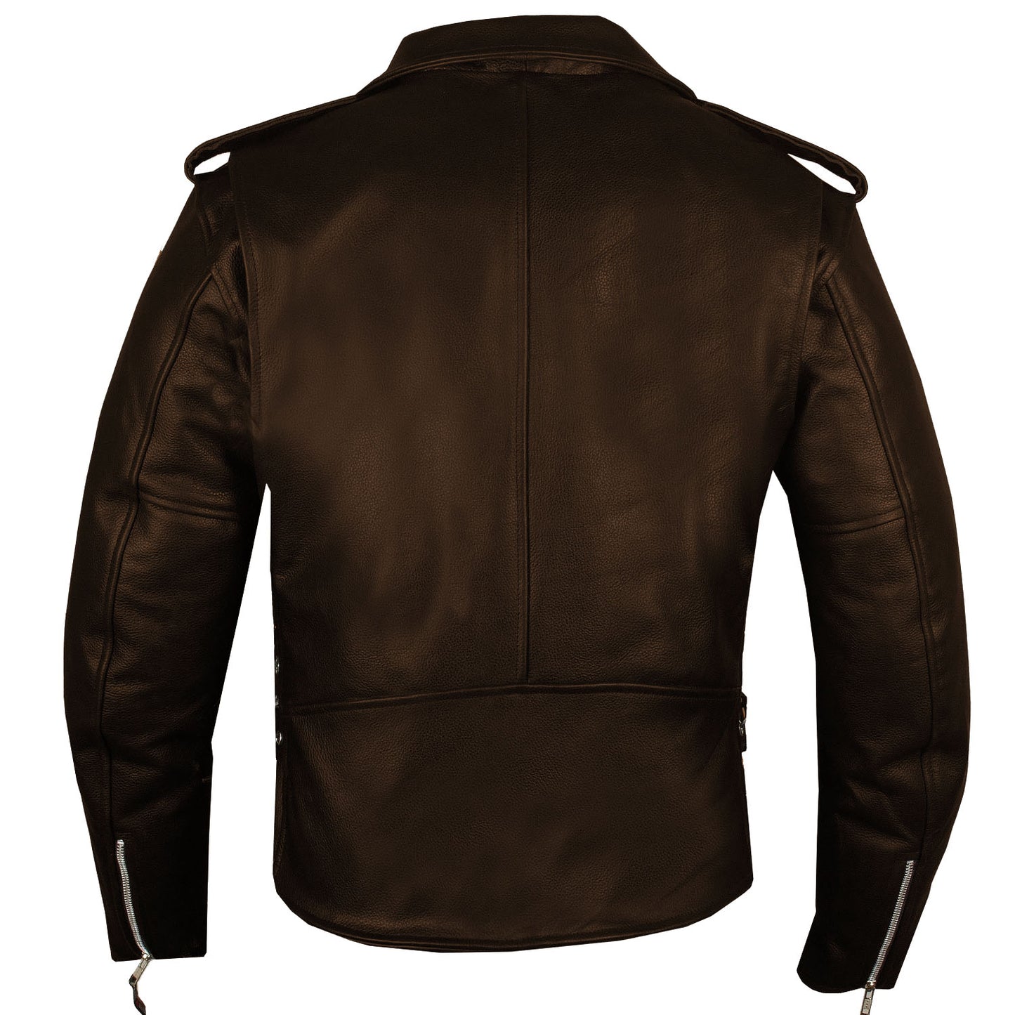 Men's ICONIC Motorcycle Premium Leather Classic Side Lace Biker Jacket Brown