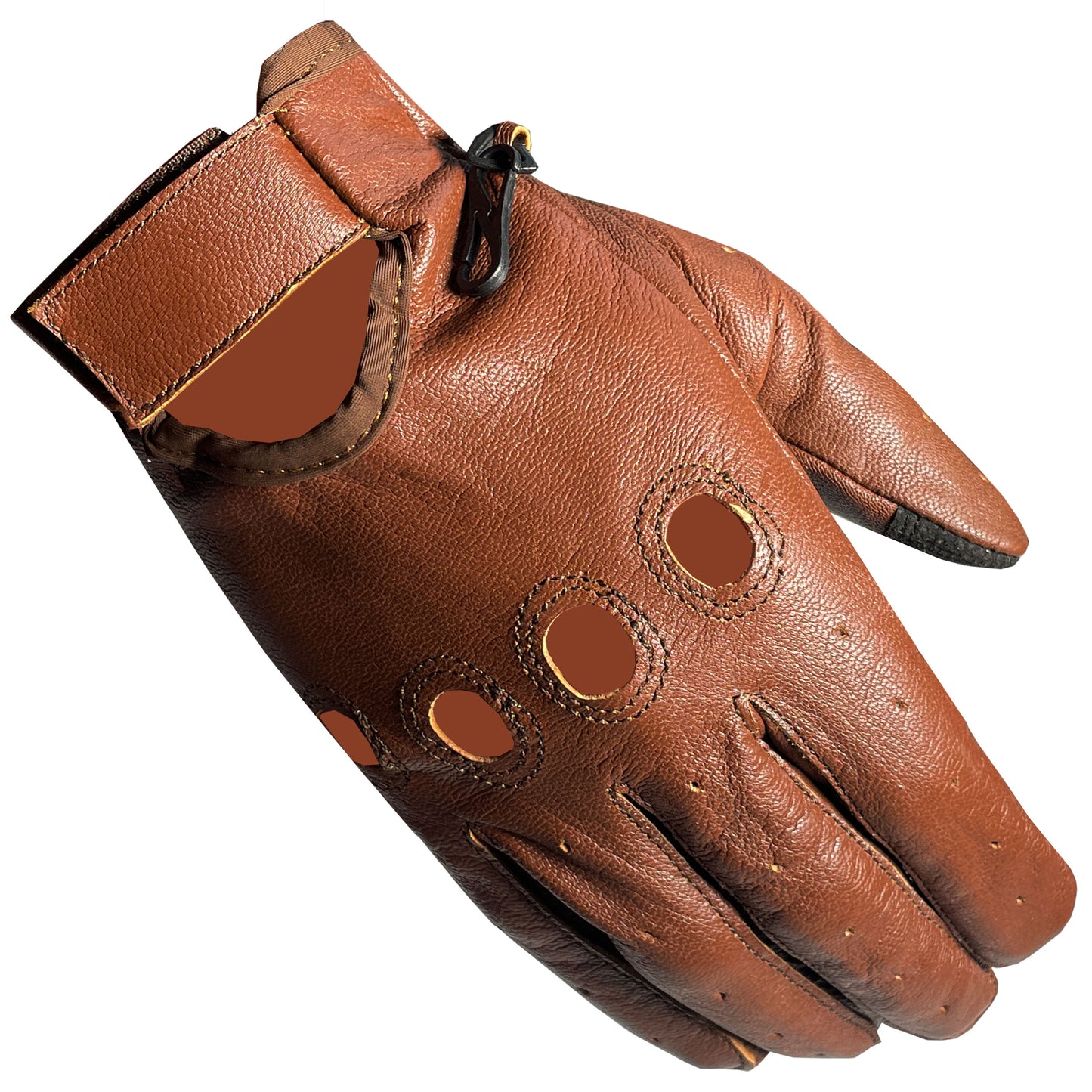 New Biker Police Leather Motorcycle Riding Ventilation Driving Gloves Tan