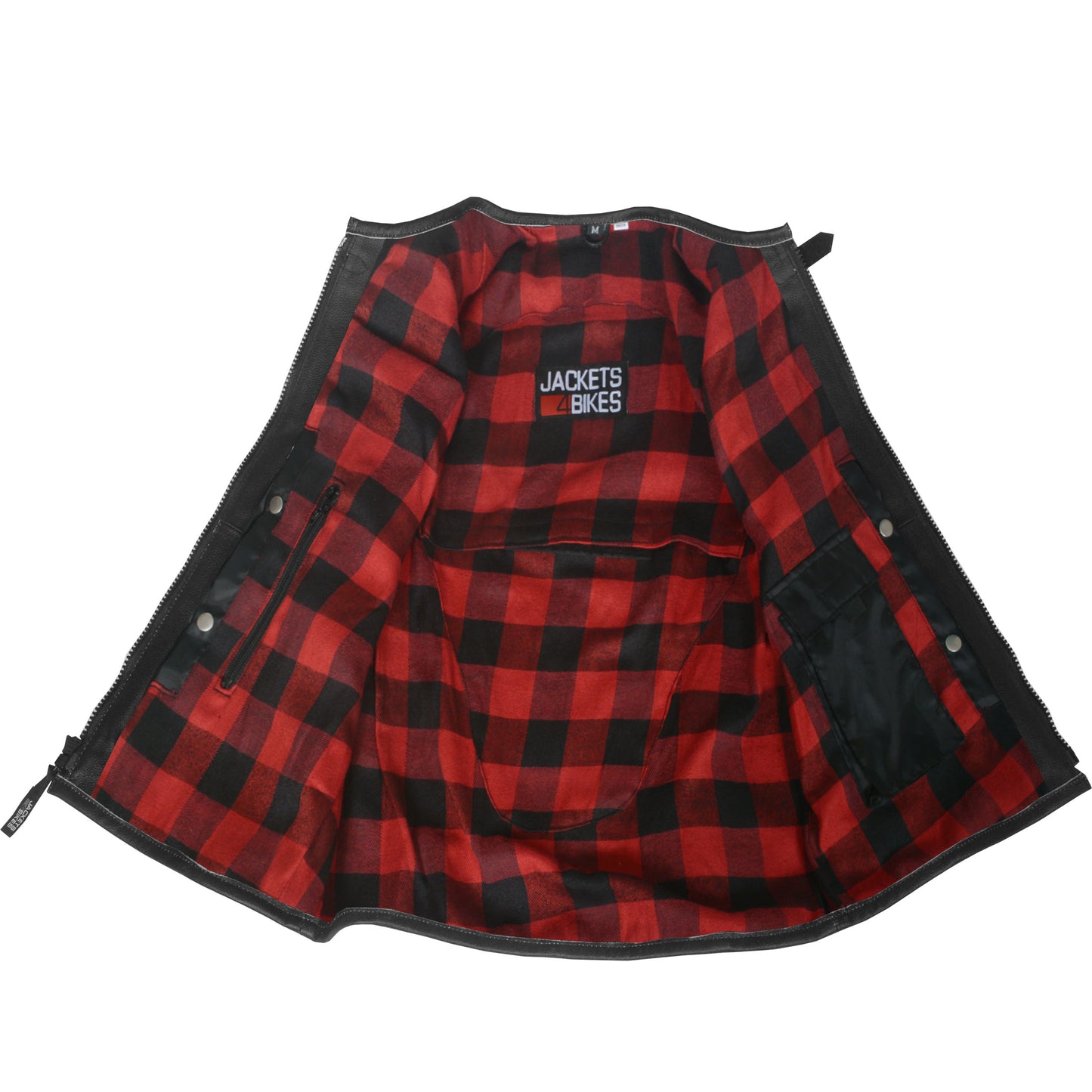 BIKER MOTORCYCLE LEATHER VEST STYLISH Flannel Red
