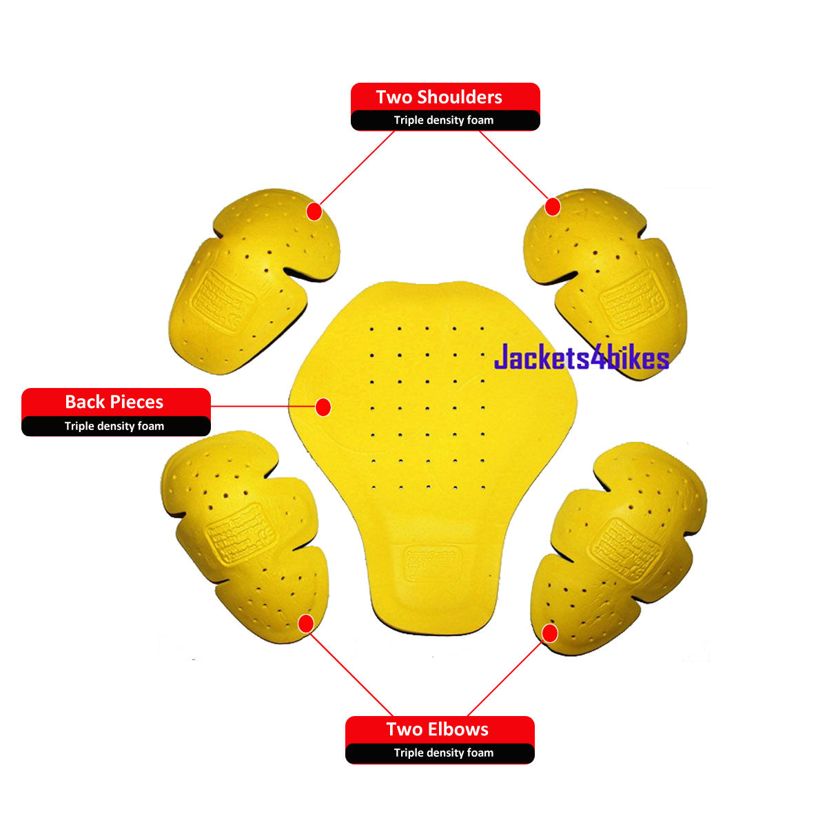 5-PC TRIPLE DENSITY ARMOR for MOTORCYCLE BIKE JACKETS