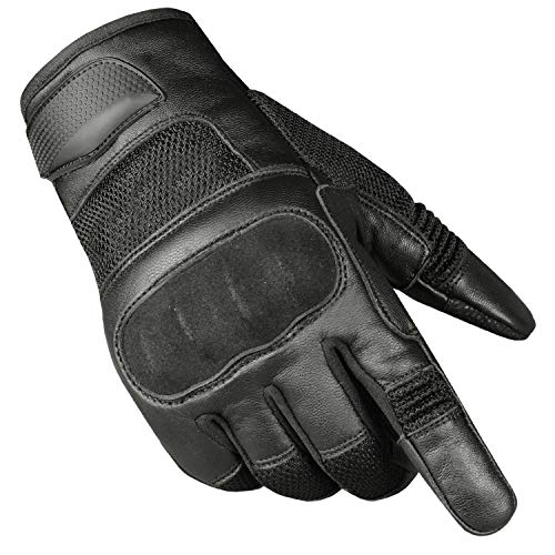 Jackets 4 Bikes Men's Motorcycle Tactical Premium Goat Leather & AirMesh Gloves Bikers