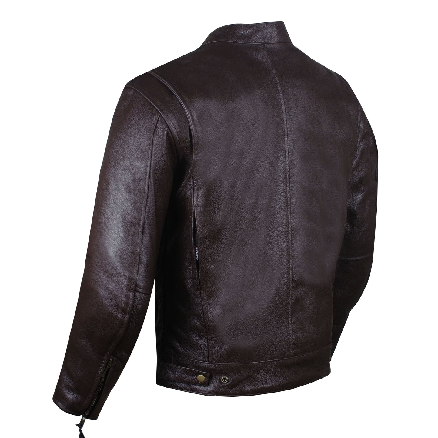 Men's Commuter Premium Natural Buffalo Armor Motorcycle Leather Biker Jacket Brown