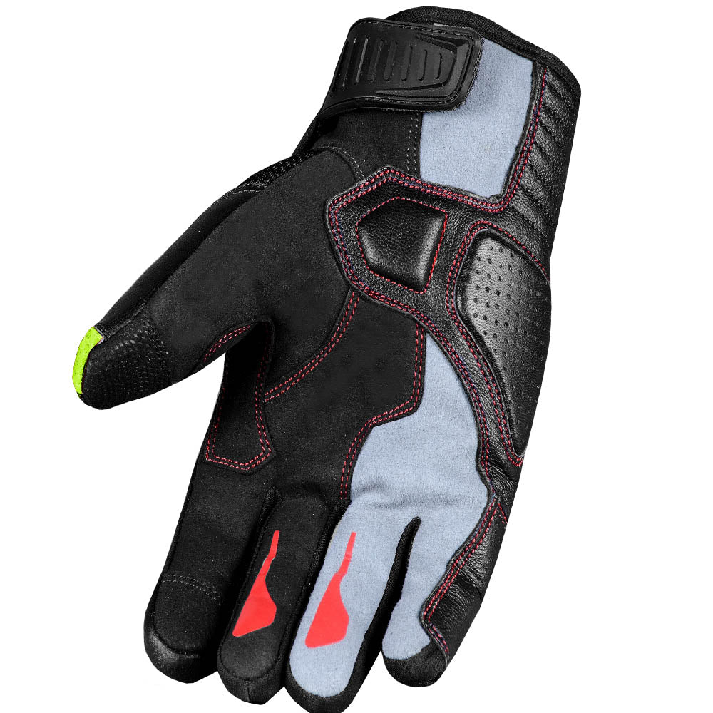 Jackets 4 Bikes Men Motorcycle Gloves Premium Leather Touchscreen Cruising Street Riding HiVis Green