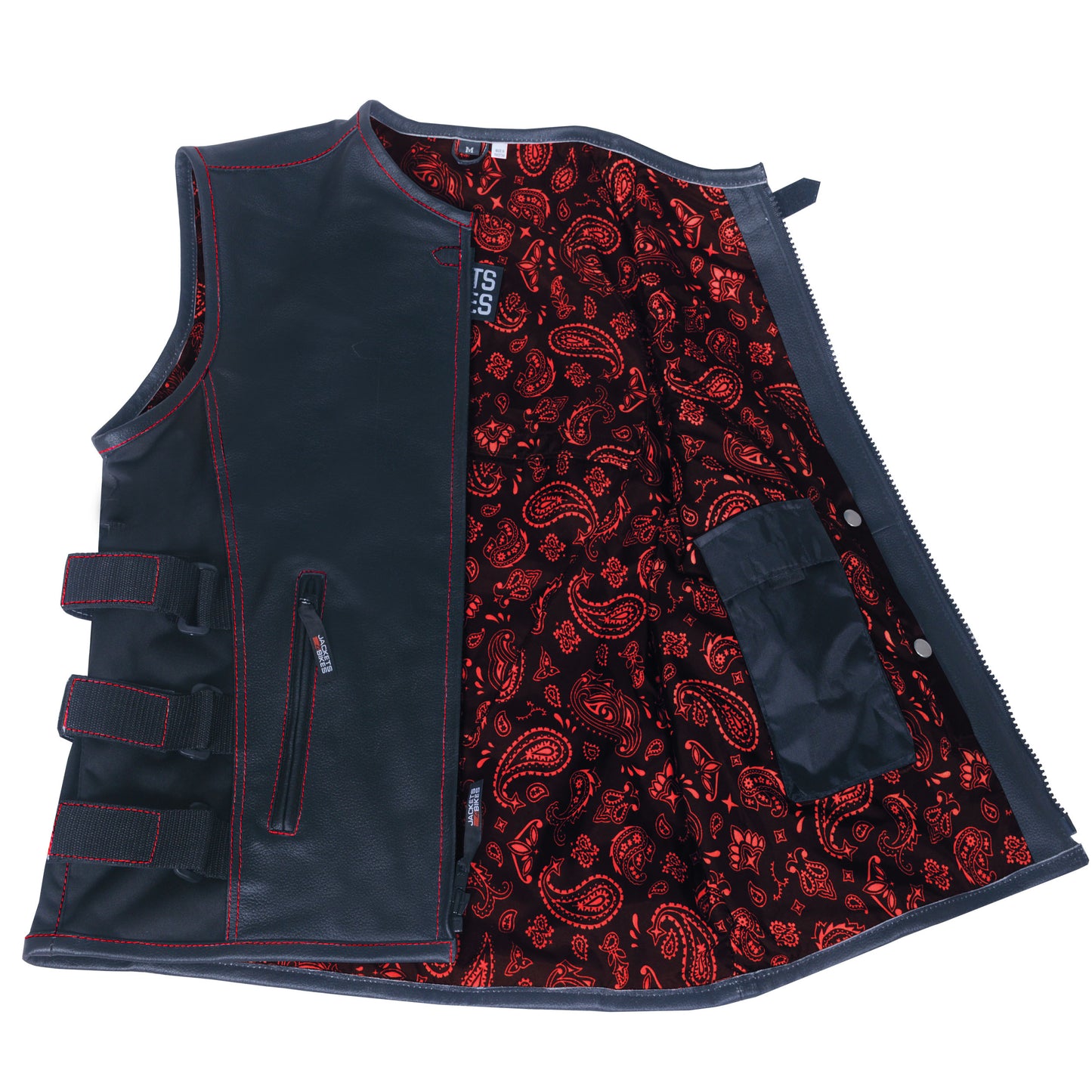 BIKER MOTORCYCLE LEATHER VEST STYLISH Paisley Red