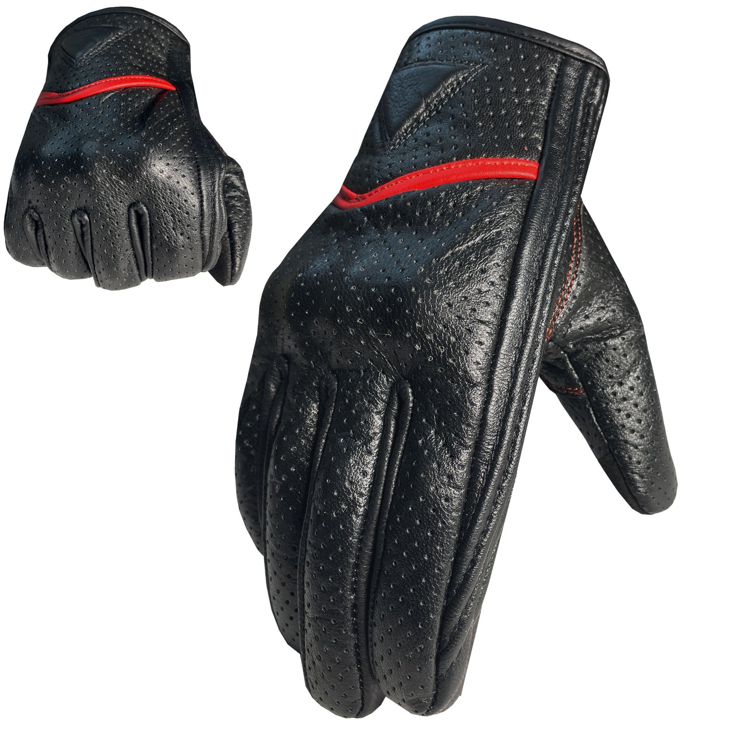 Motorcycle Bicycle Riding Racing Bike Protective Armor Gel Leather Gloves BlackRed