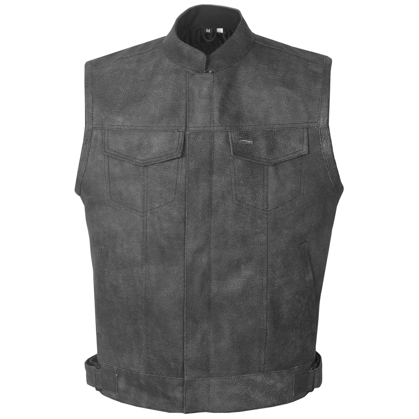 Men's ARMOR Leather SOA Anarchy Motorcycle Biker Club Concealed Carry Vest Vintage Black