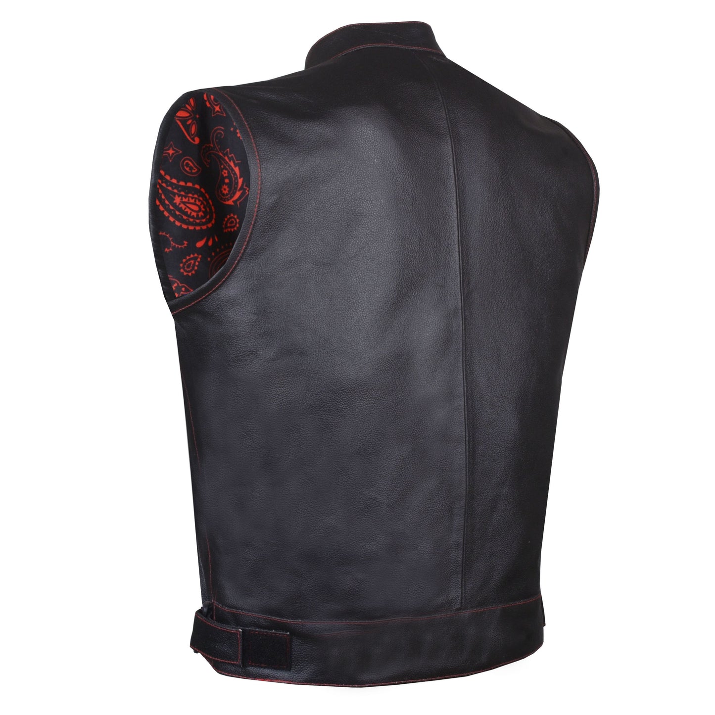 Men's ARMOR Leather SOA Anarchy Motorcycle Biker Club Concealed Carry Vest Paisley Red