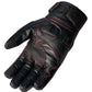 Men Aniline Cowhide Motorcycle Leather Gloves with Sliders BlackRed