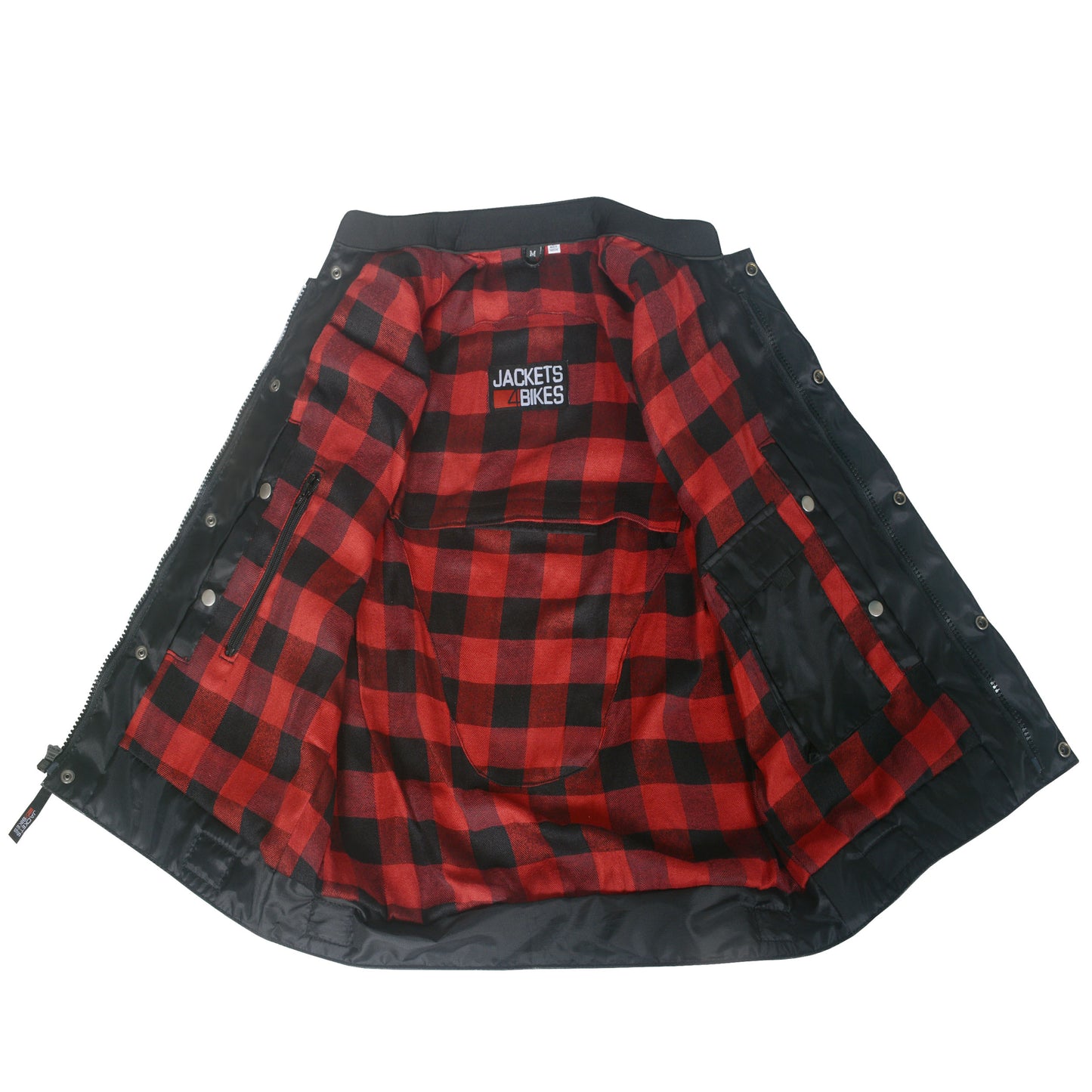 Men's ARMOR Leather SOA Anarchy Motorcycle Biker Club Concealed Carry Vest Flannel Red
