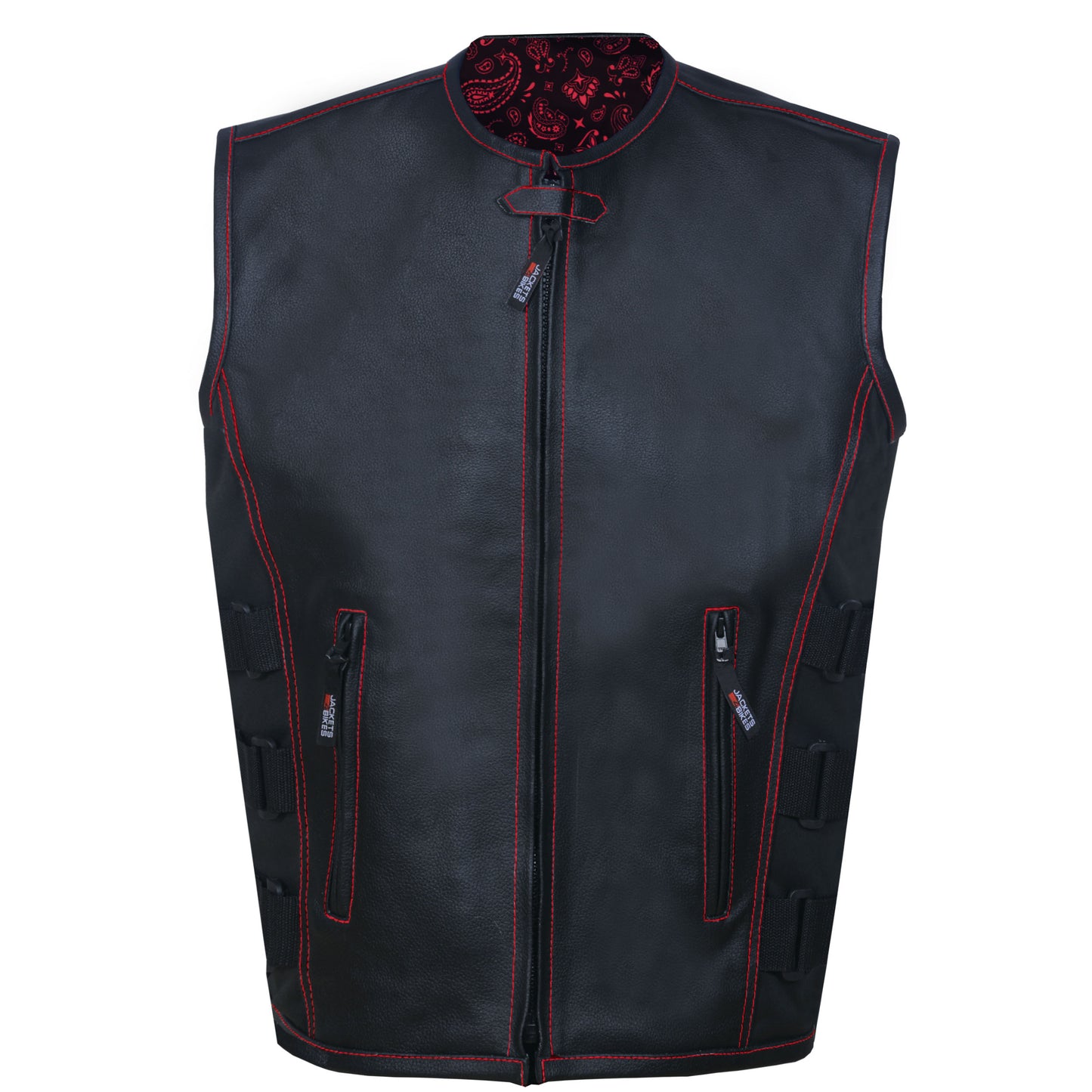 BIKER MOTORCYCLE LEATHER VEST STYLISH Paisley Red