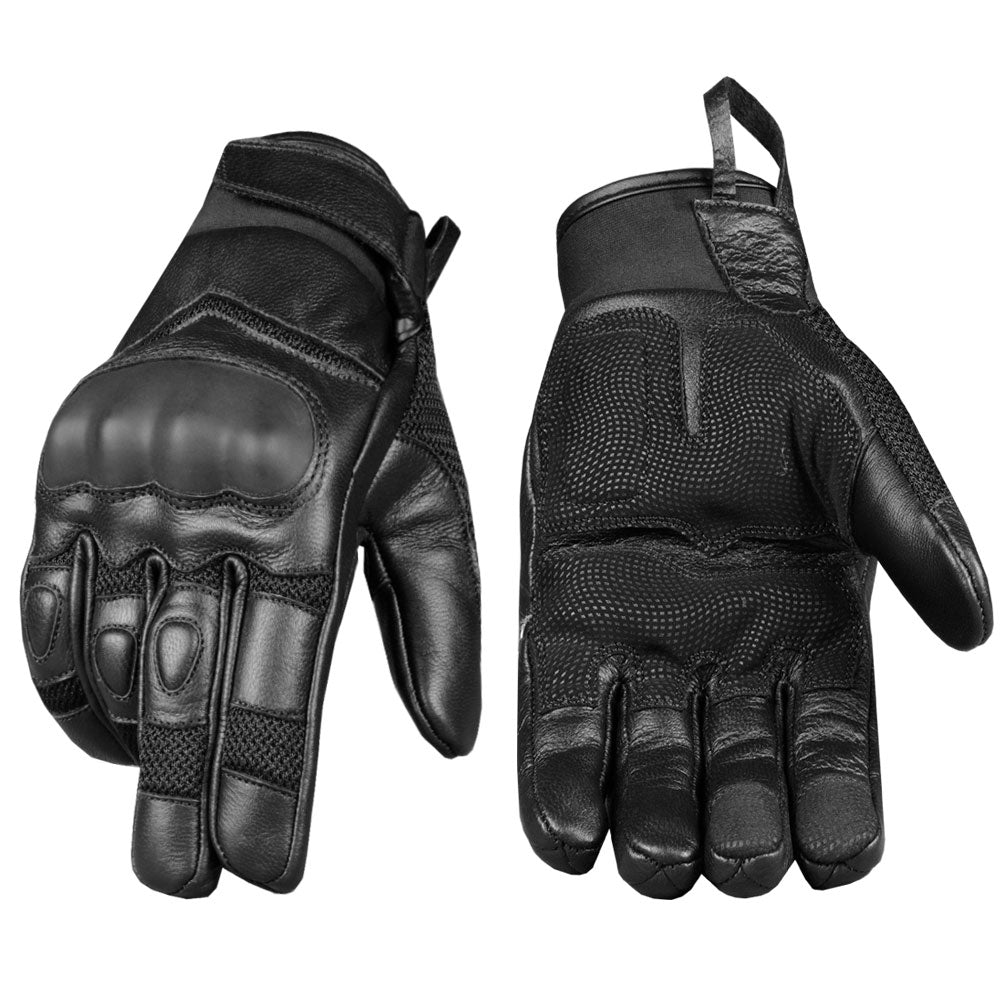 Men's Touchscreen Leather & Mesh Motorcycle Cruiser Riding Gloves