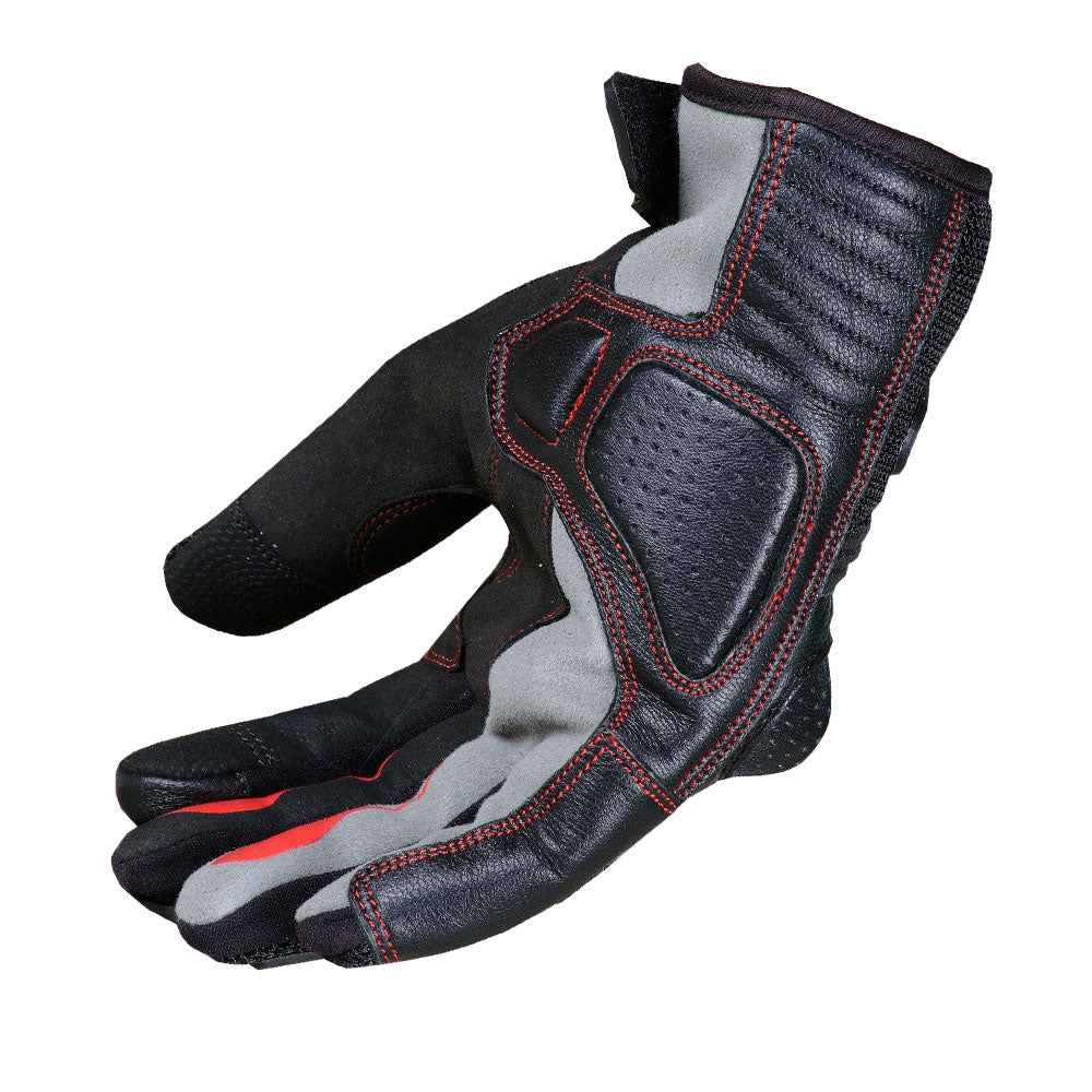 Jackets 4 Bikes Men Motorcycle Gloves Premium Leather Touchscreen Cruising Street Riding Red