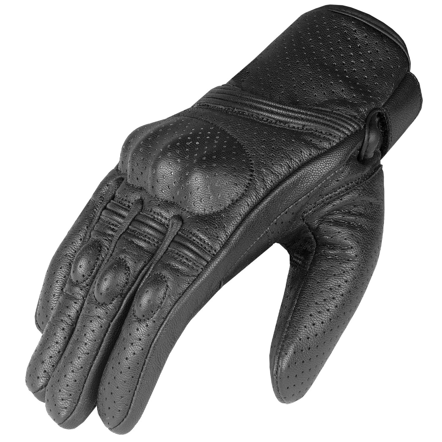Men's Premium Leather Motorcycle Protective Perforated Gel Padded Gloves