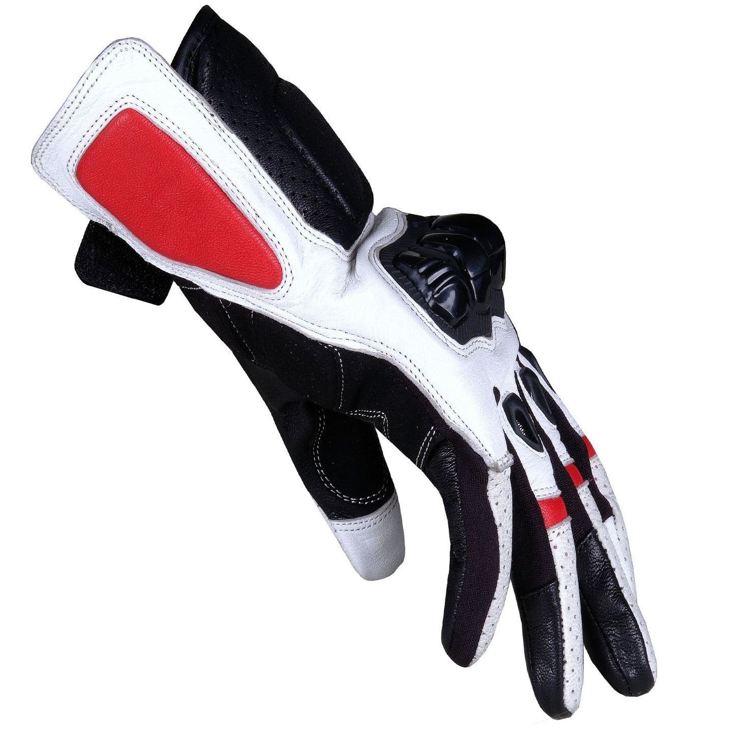 Men Motorcycle Protective Premium Leather Street Cruiser White Biker Gloves