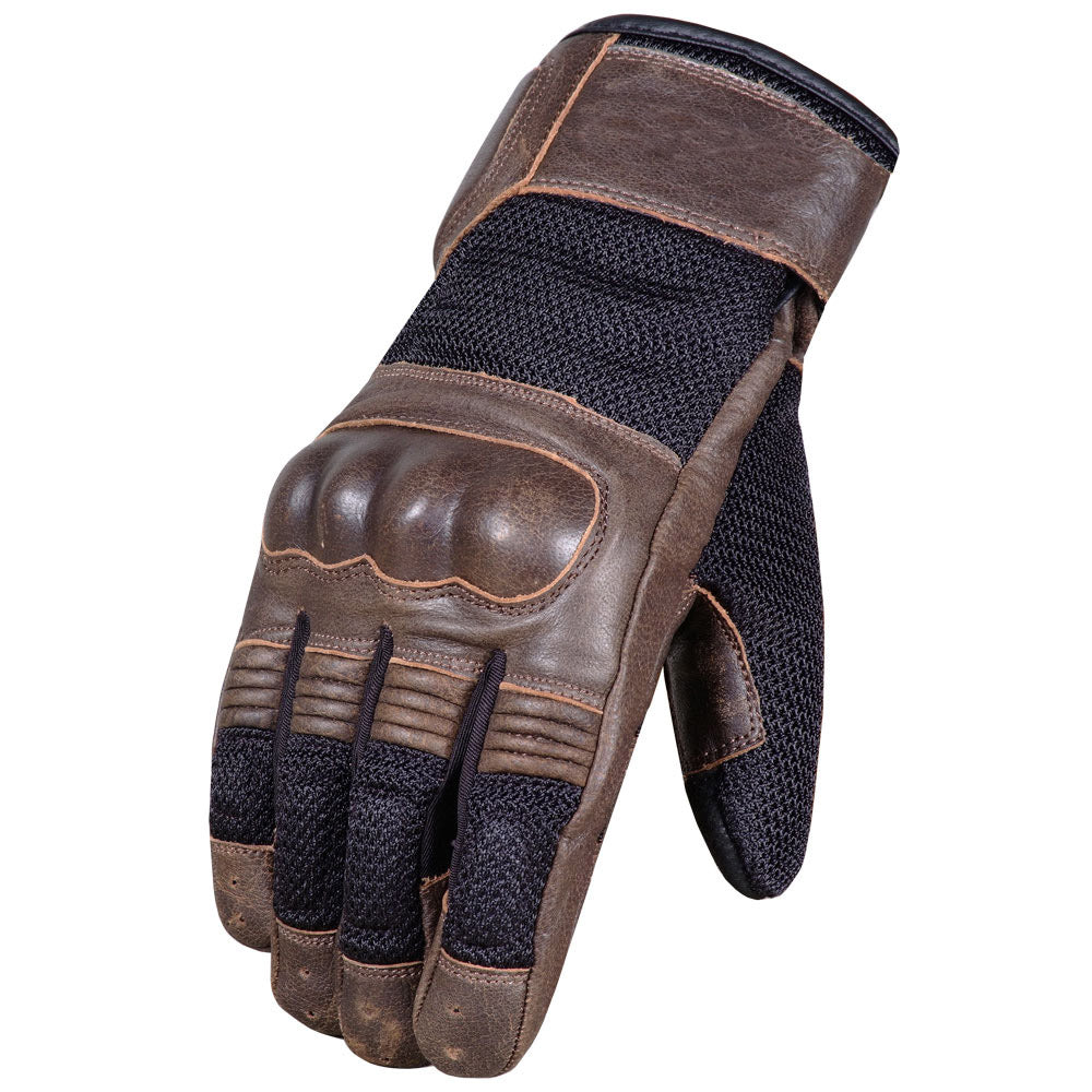 Men's Cafe Racer Cruiser Motorcycle Biker Leather Mesh Gloves