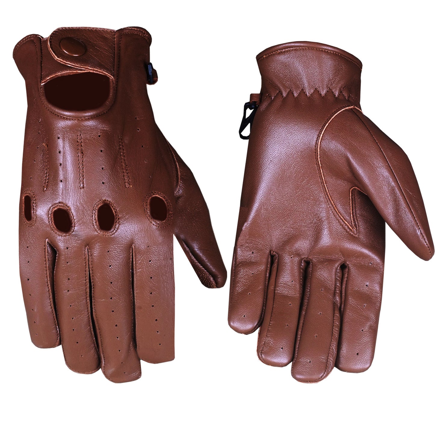 Men's Transporter Genuine Soft Lambskin Aniline Leather Driving Gloves Brown